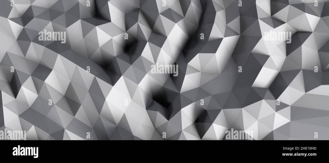 Eine 3D Rendering von silbernen Polygon Wand Hintergrund Stockfoto