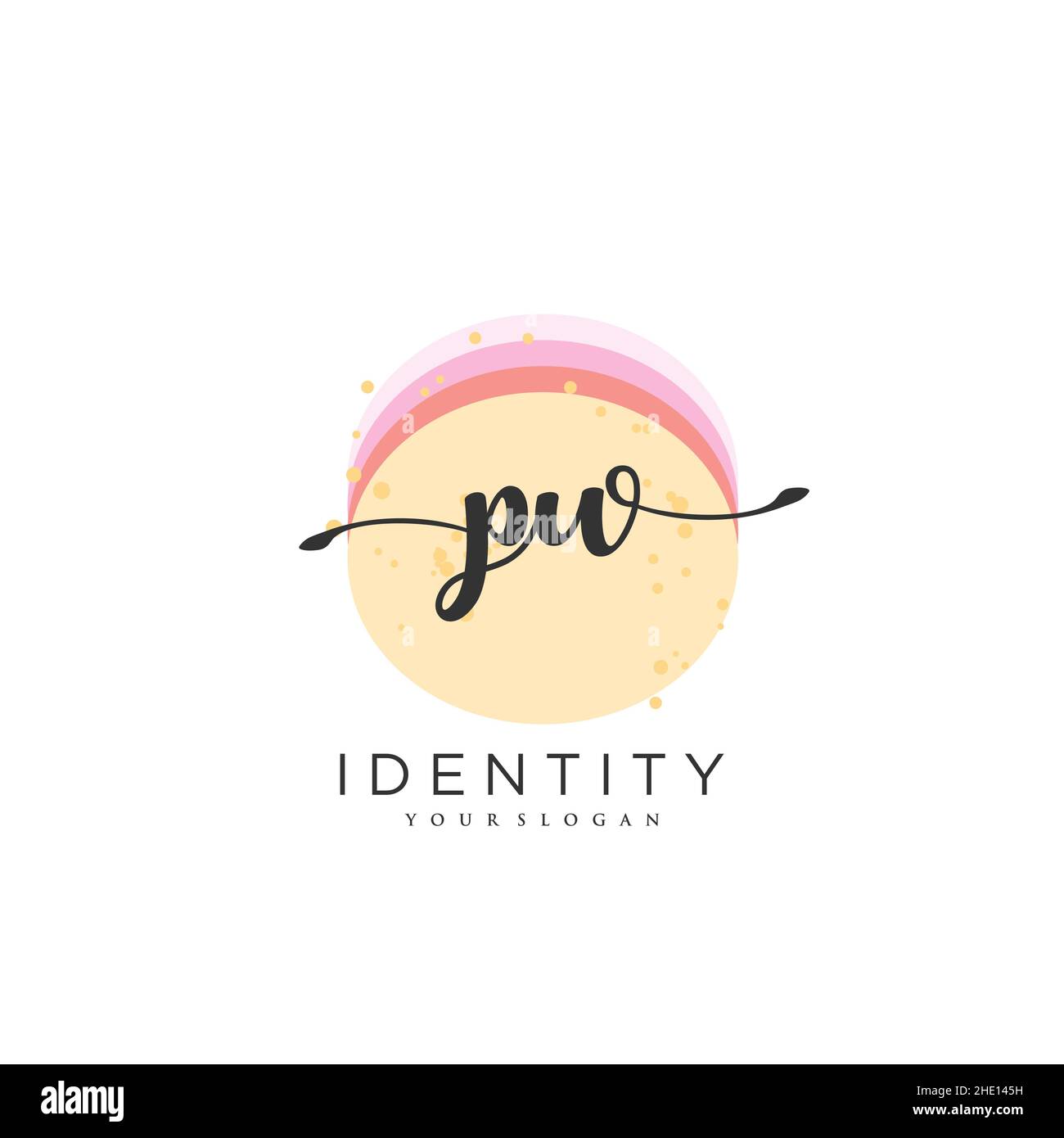 PW Handschrift Logo Vektor Kunst der ersten Unterschrift, Hochzeit, Mode, jewerly, Boutique, Blumen und botanische mit kreativer Vorlage für jedes Unternehmen Stock Vektor