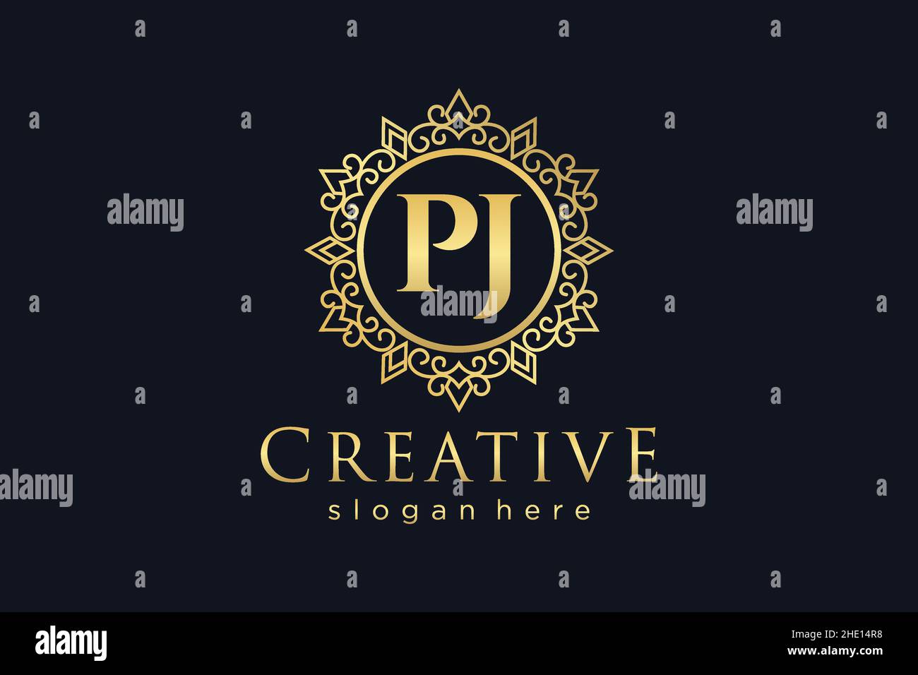 PJ Initial Letter Luxus kalligraphisch feminin floral handgezeichnet heraldischen Monogramm antiken Vintage-Stil Luxus-Logo-Design Premium Stock Vektor