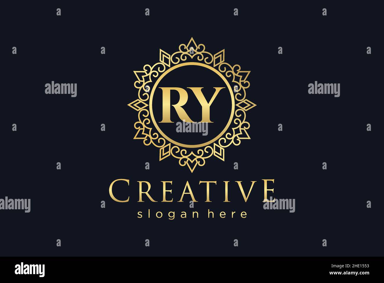 RY Initial Letter Luxus kalligraphisch feminin floral handgezeichnet heraldischen Monogramm antiken Vintage-Stil Luxus-Logo-Design Premium Stock Vektor