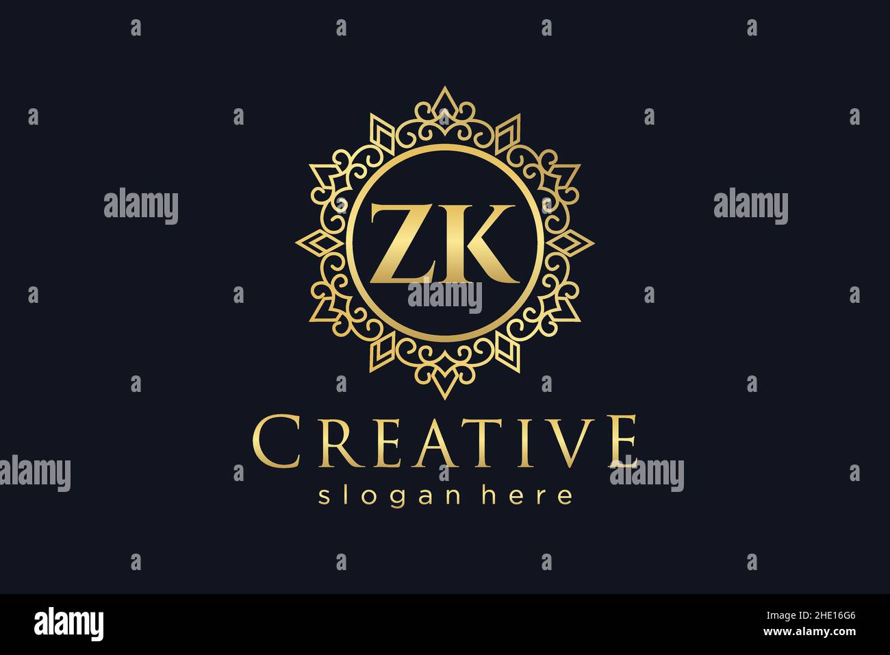 ZK Initial Letter Luxus kalligraphisch feminin floral handgezeichnet heraldischen Monogramm antiken Vintage-Stil Luxus-Logo-Design Premium Stock Vektor