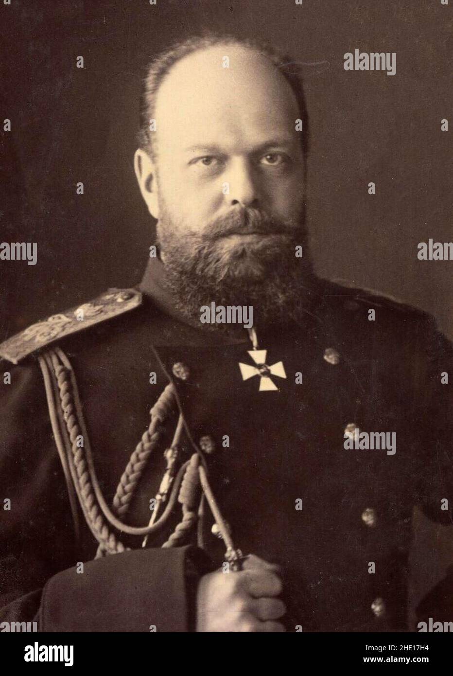 Die Romanow-Dynastie - ein Porträt des Zaren Alexander III, der unerwartet im Alter von 49 Jahren im Jahr 1894 starb und einen ungeübten und nuwilligen Nikolaus II. Auf den Thron setzte. Stockfoto