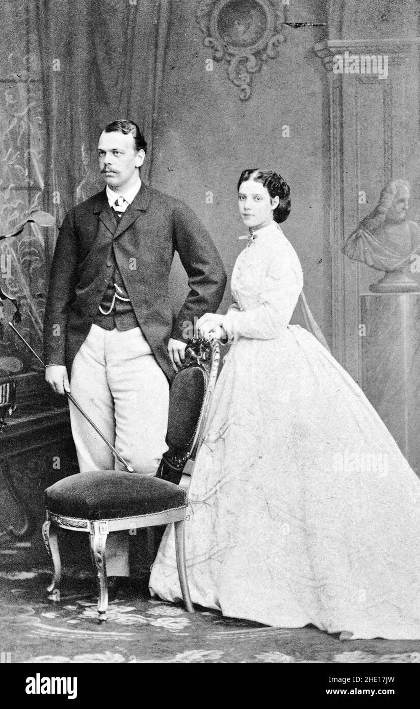 Alexander Romanov, der zukünftige Zar Alexander III. Und seine Frau Prinzessin Dagmar von Dänemark, die zukünftige Kaiserin Maria Feodorovna Stockfoto