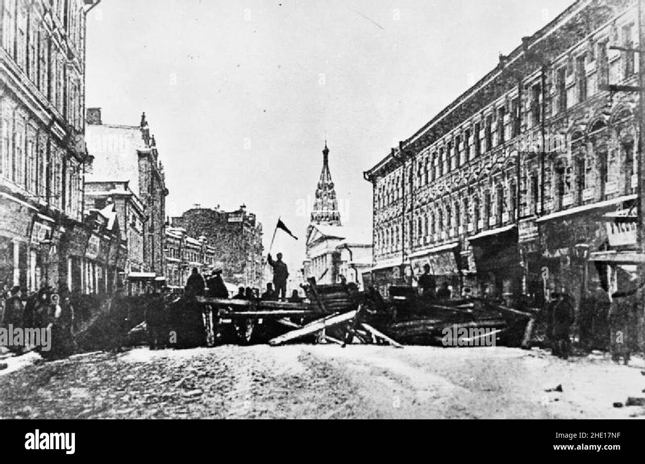 Straßensperren in St. Peterberg während der Russischen Revolution von 1905 Stockfoto