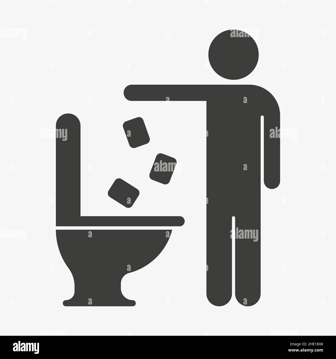 Vektor-Symbol wirft Toilettenpapier in die Toilette Stock Vektor