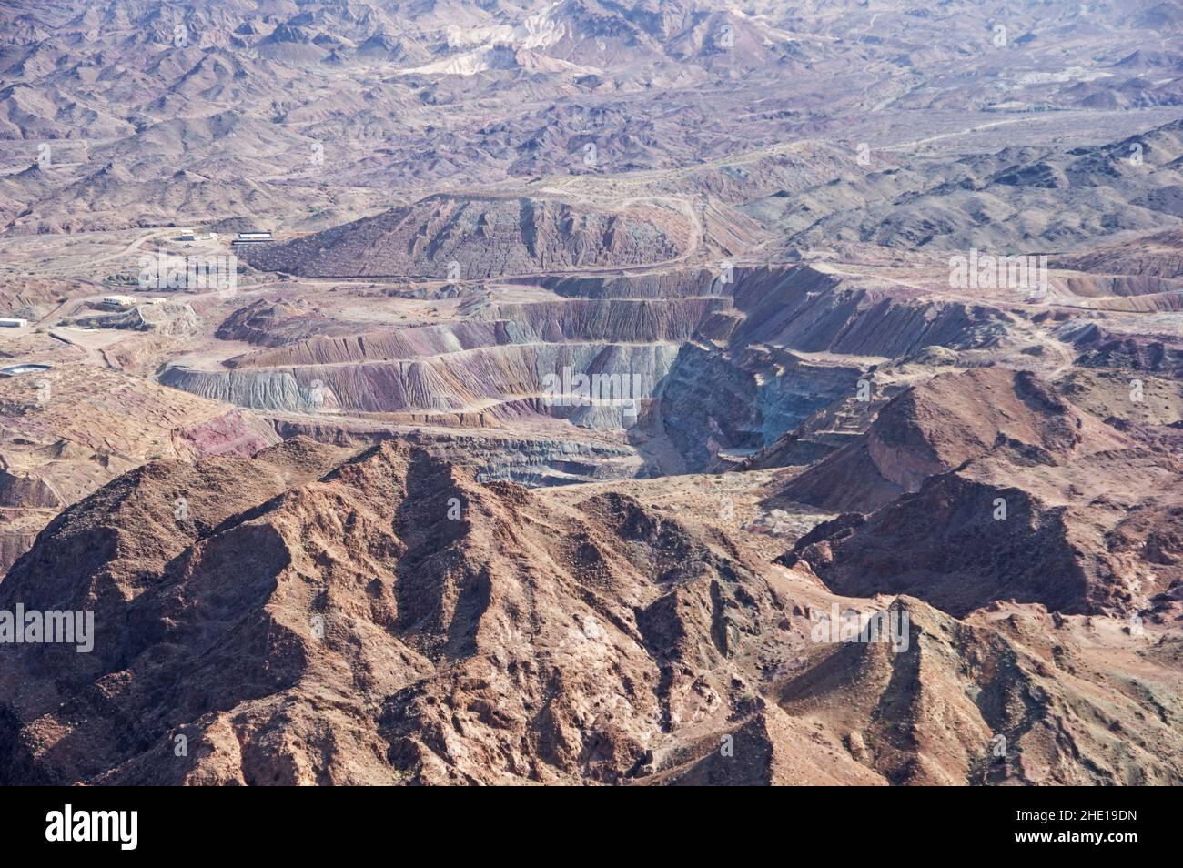 Picacho Mine vom Picacho Peak im Südosten Kaliforniens aus gesehen Stockfoto