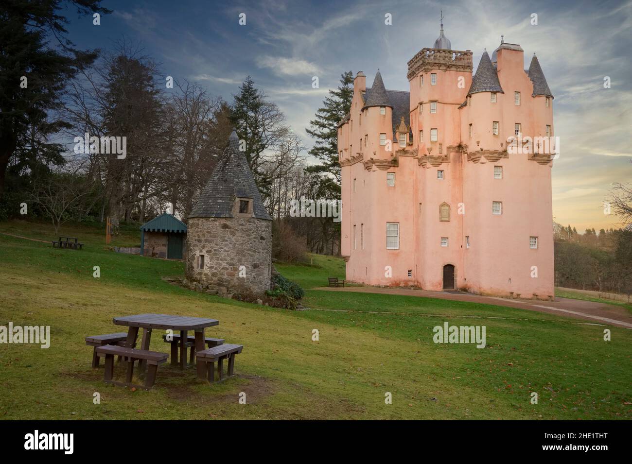 Aberdeenshire, Schottland, Großbritannien, Januar 1st 2021, Craigievar Castle, Ein rosafarbenes, baroniales Schloss in Aberdeenshire, Schottland Stockfoto