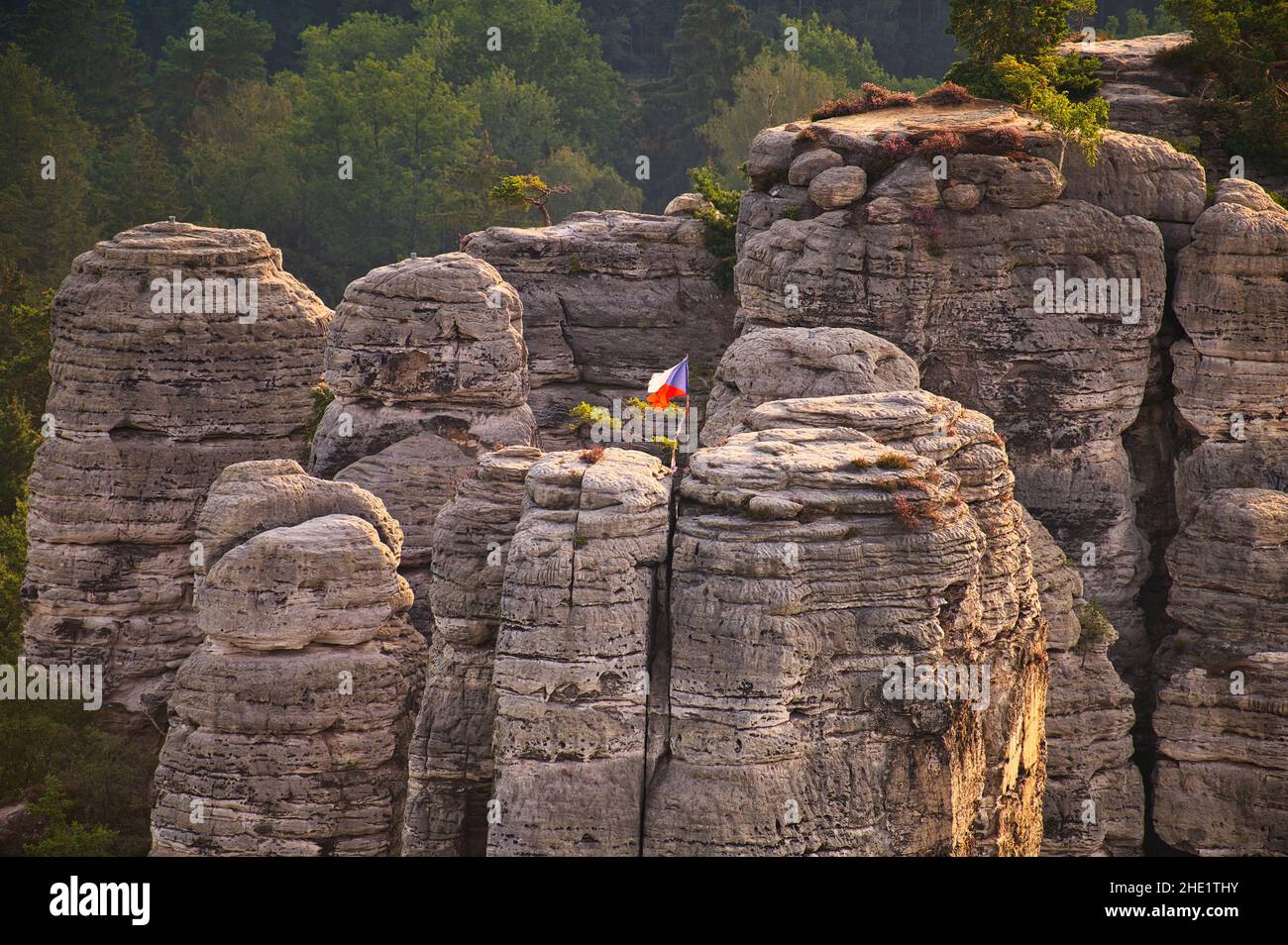 Hruboskalske skalni mesto Felspanorama. Sandsteinfelsen-Stadt, Cesky raj, böhmisches oder Böhmisches Paradies, Tschechische Republik Stockfoto