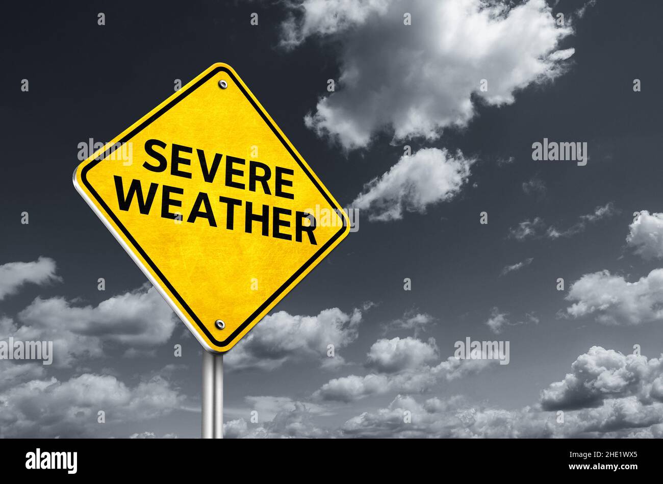 Straßenschild für Unwetterinformationen Stockfoto