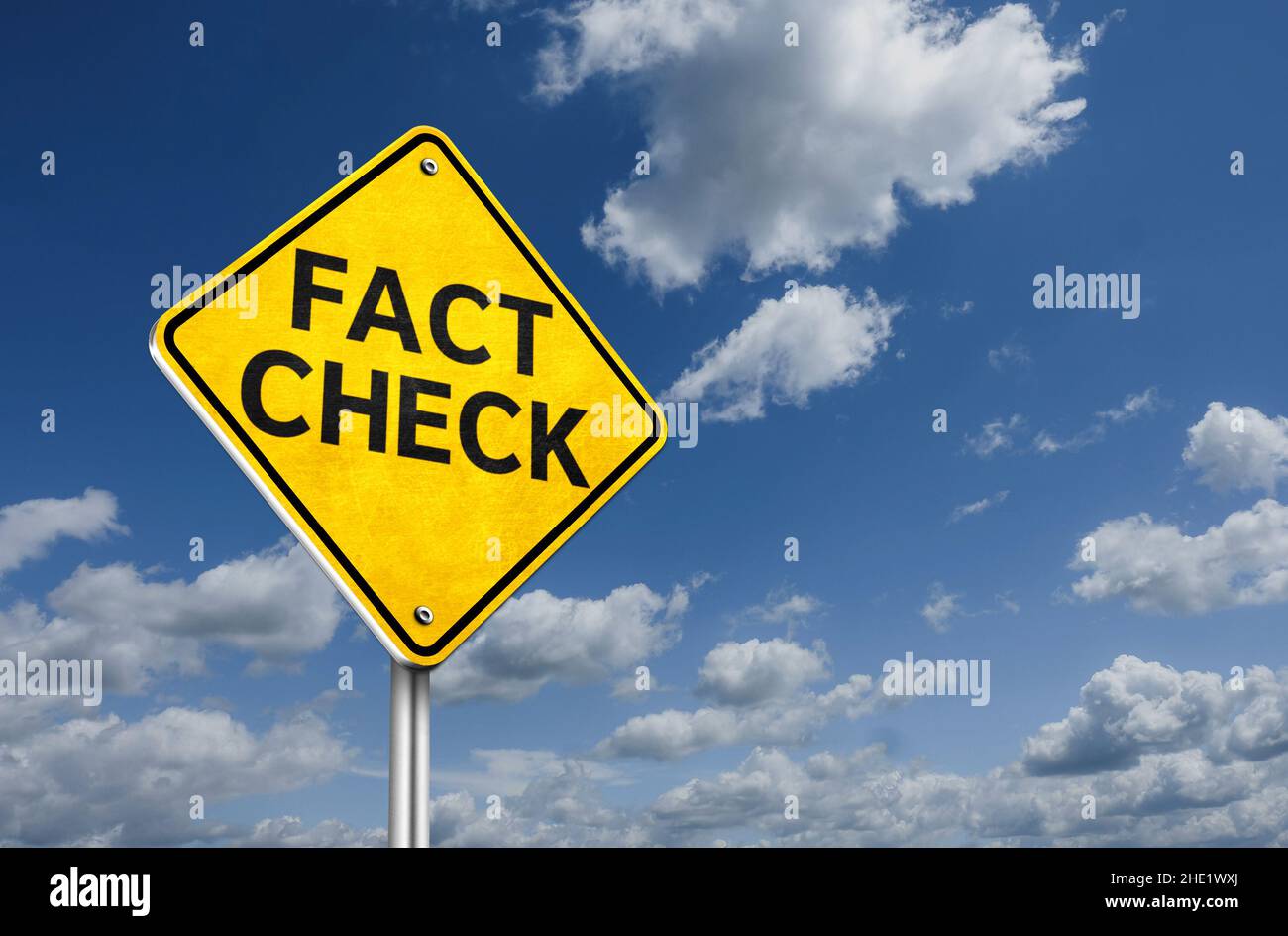 Fact Check Information Straßenschild Stockfoto