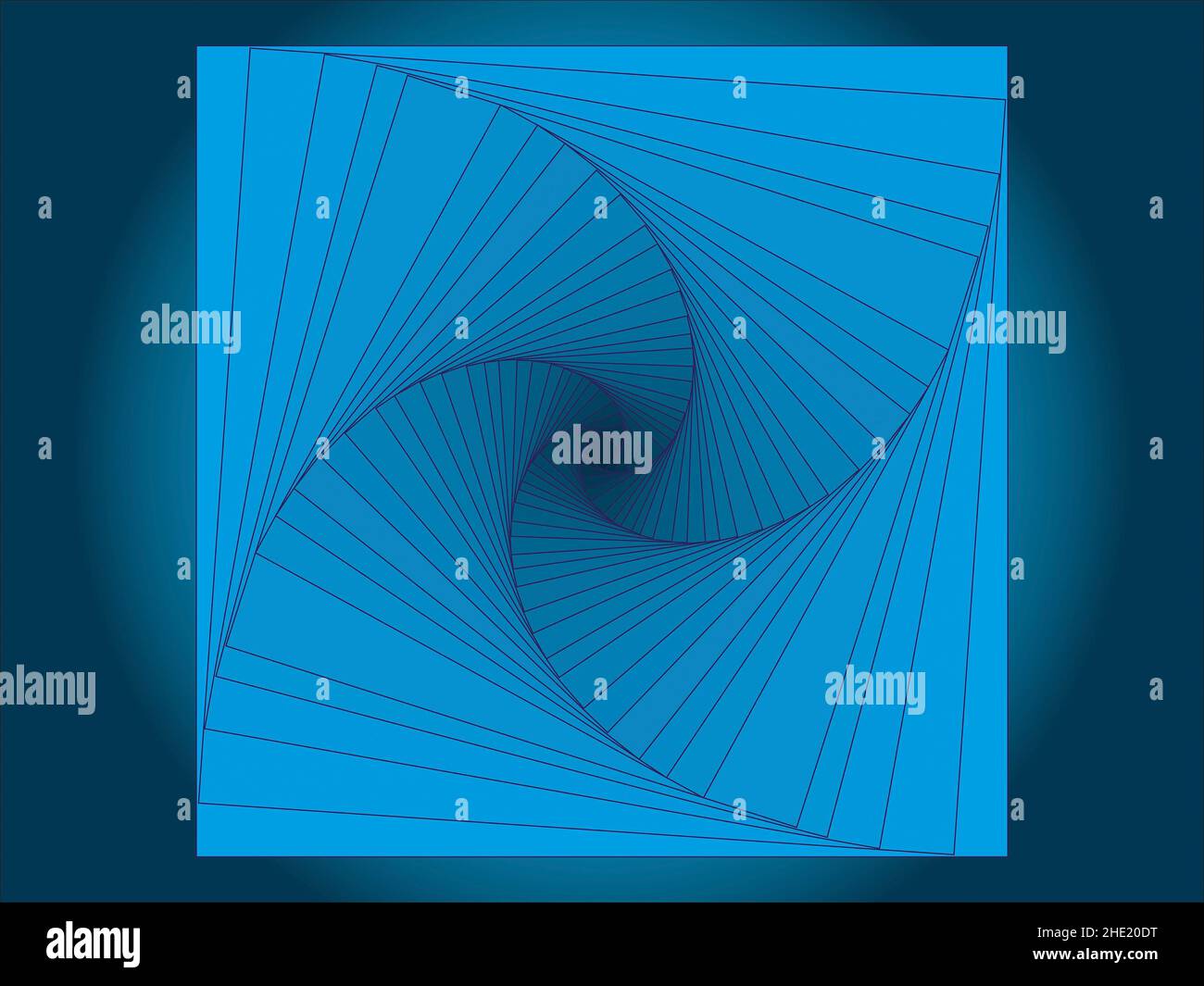 Ilustrationsgrafiken, die als Ergebnis einer Reihe von geometrischen Transformationen eines Quadrats und der Verwendung von tonalen Übergängen gewonnen wurden. Stockfoto