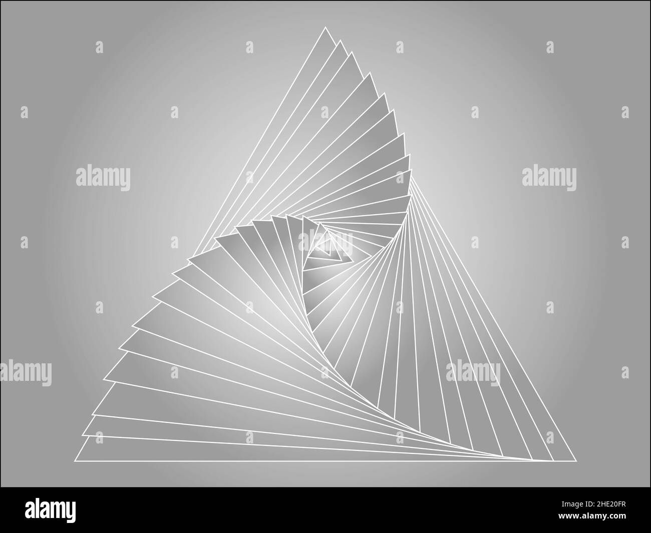 Eine Illustration eines Objekts, das als Ergebnis einer Reihe von Operationen auf einem Dreieck erstellt wurde, die in einem Grafikprogramm ausgeführt wurden. Stockfoto