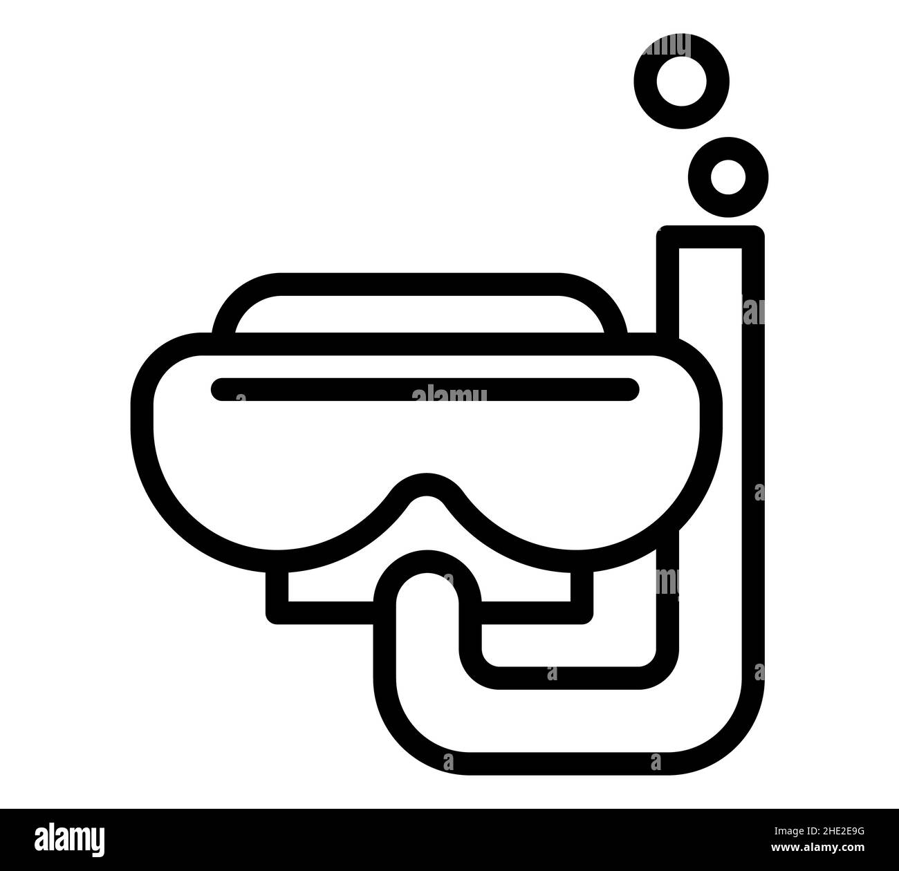 Symbol für die Scuba-Maske. Piktogramm für das Web. Linienhub. Isoliert auf weißem Hintergrund. Vektor EPS10. Tauchen Sie in die Tiefsee Stockfoto