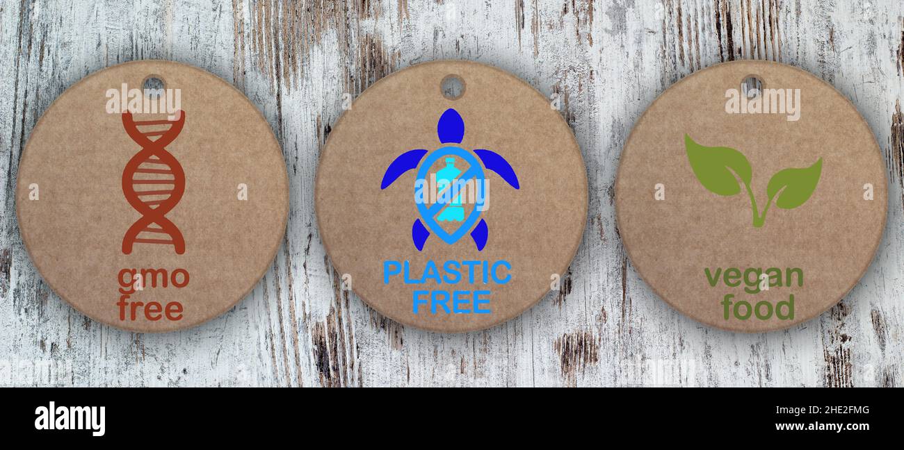 Lebensmittel und ökologische Ikonen gesetzt Stockfoto