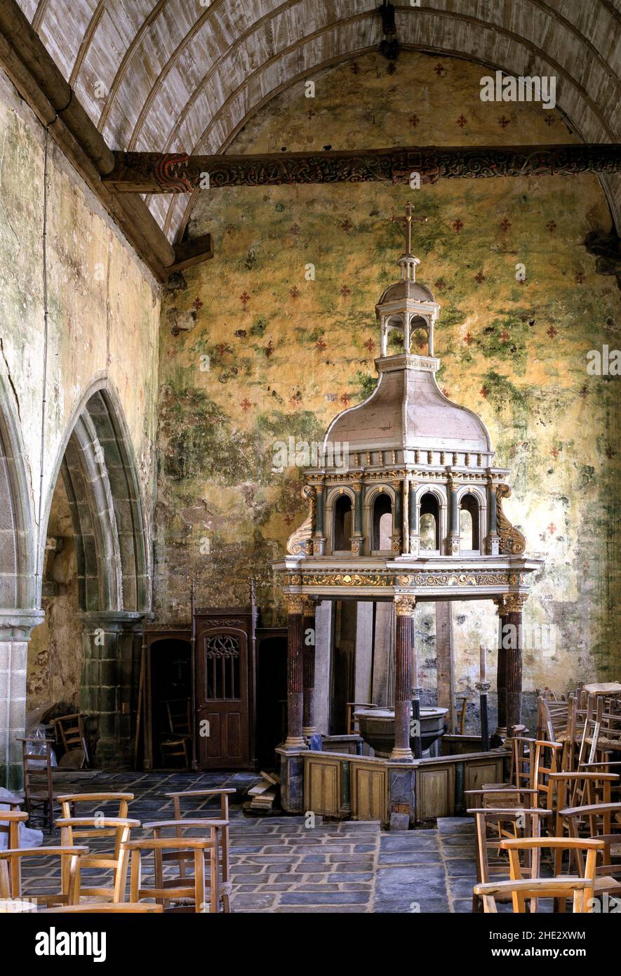 Finistère, La Martyre, Dorfkirche, Ciborium, St., Sankt, Heiliger Stockfoto