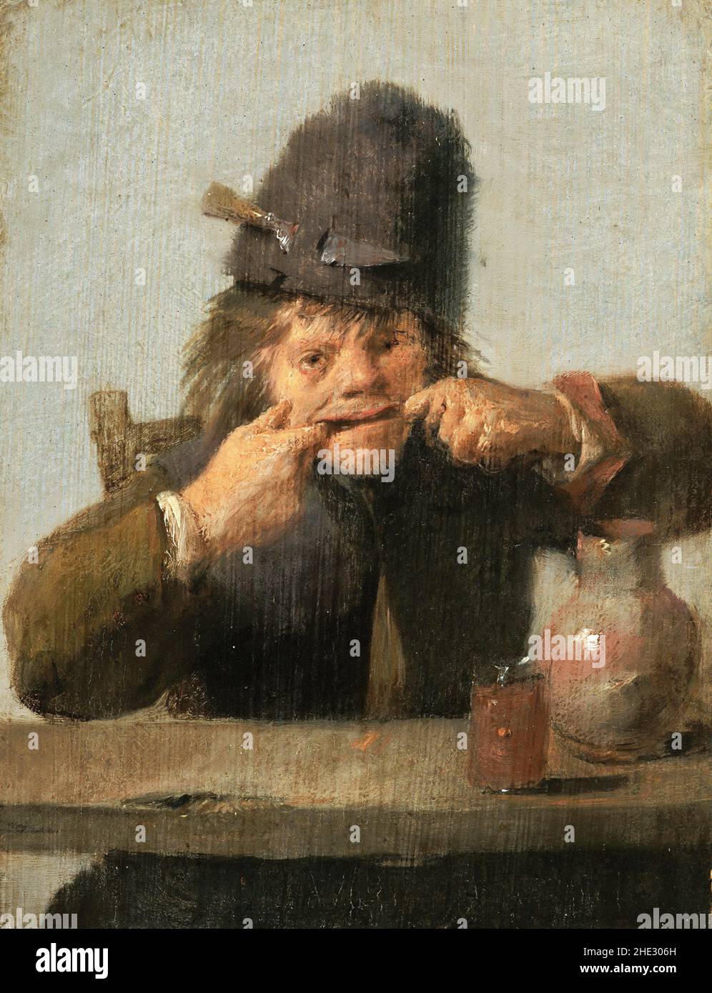 Jugend macht ein Gesicht von der flämischen Barockkünstler, Adriaen Brouwer (c. 1605-1638), Öl auf Platte, c. 1632-35 Stockfoto