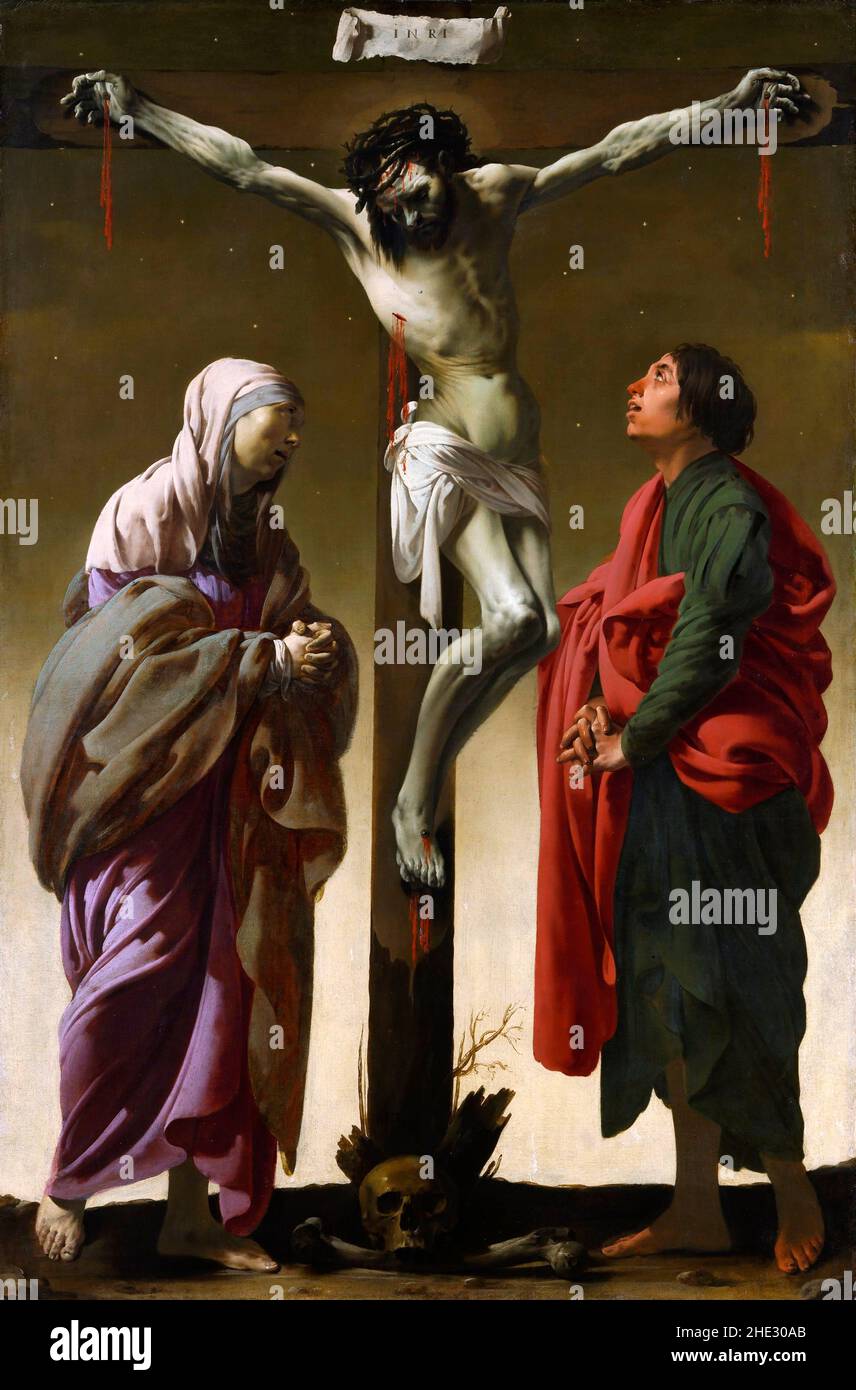 Die Kreuzigung mit der Jungfrau und dem heiligen Johannes von Hendrick ter Brugghen (1588-1629), Öl auf Leinwand, c.. 1624/25 Stockfoto