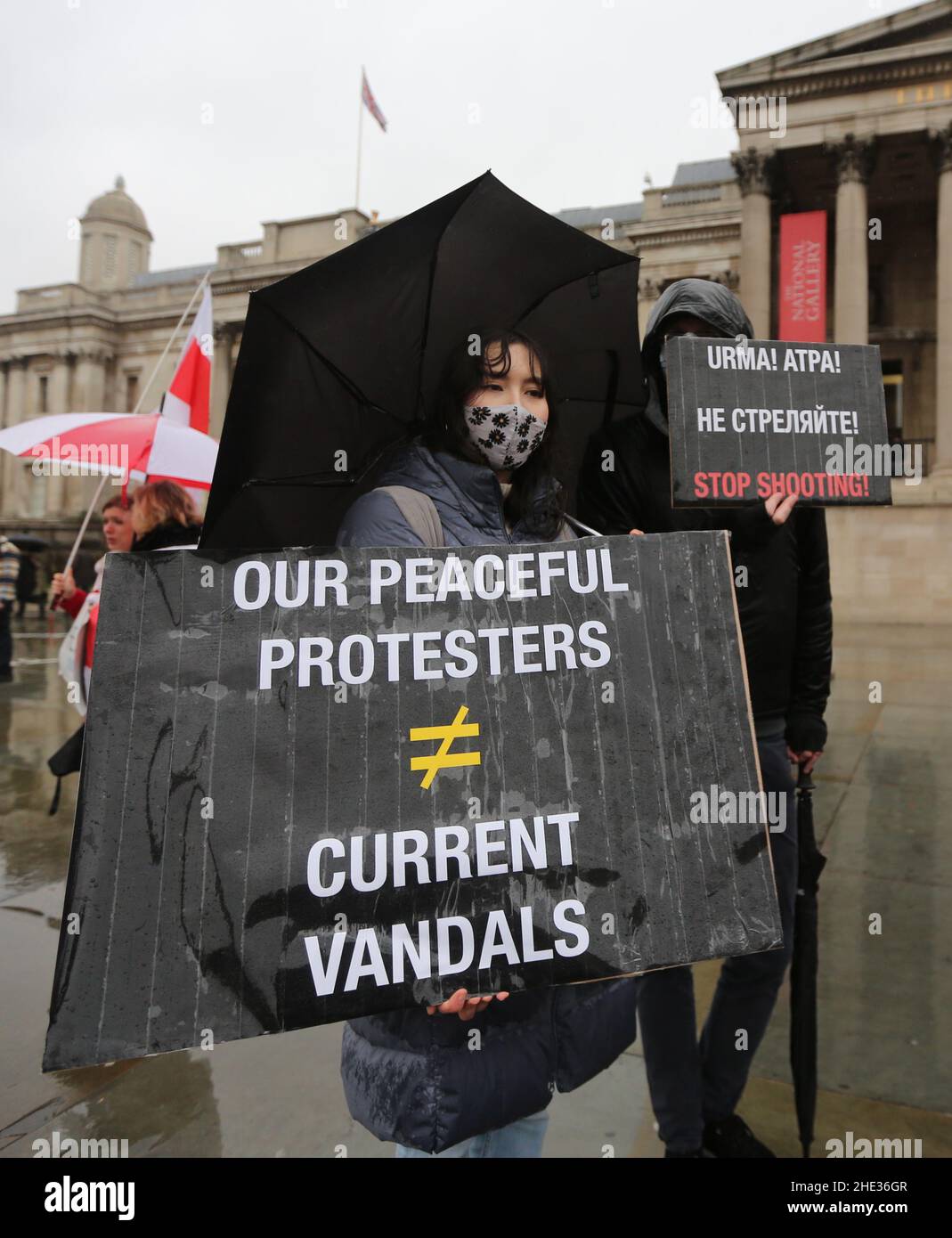 London, England, Großbritannien. 8th Januar 2022. Kasachen in London protestieren auf dem Trafalgar Square in Solidarität mit den Demonstranten in Kasachstan. (Bild: © Tayfun Salci/ZUMA Press Wire) Bild: ZUMA Press, Inc./Alamy Live News Stockfoto London, England, Großbritannien. 8th Januar 2022. Kasachen in London protestieren auf dem Trafalgar Square in Solidarität mit den Demonstranten in Kasachstan. (Bild: © Tayfun Salci/ZUMA Press Wire) Bild: ZUMA Press, Inc./Alamy Live News Stockfoto