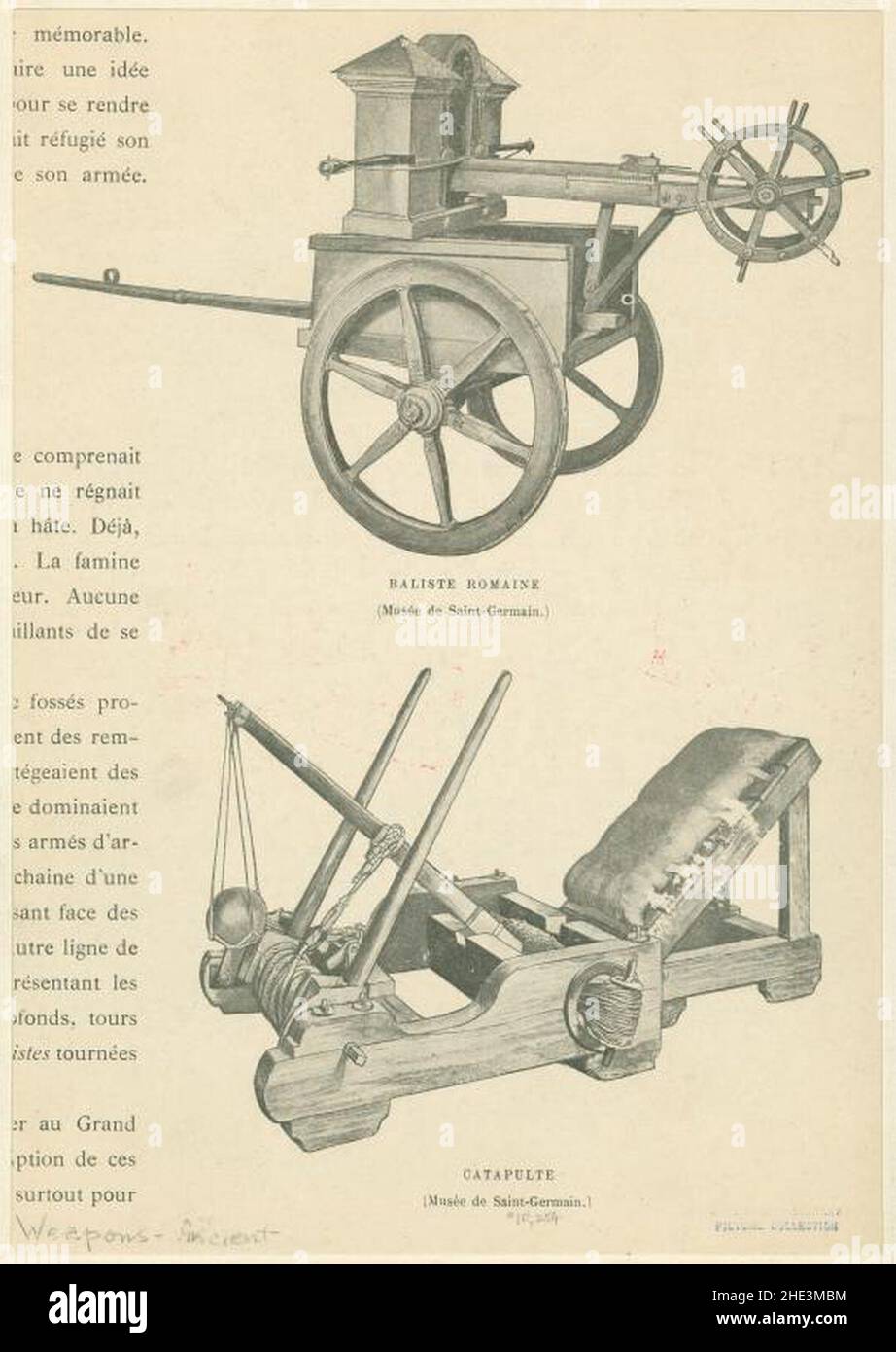 Römische Ballista; Katapult. Stockfoto