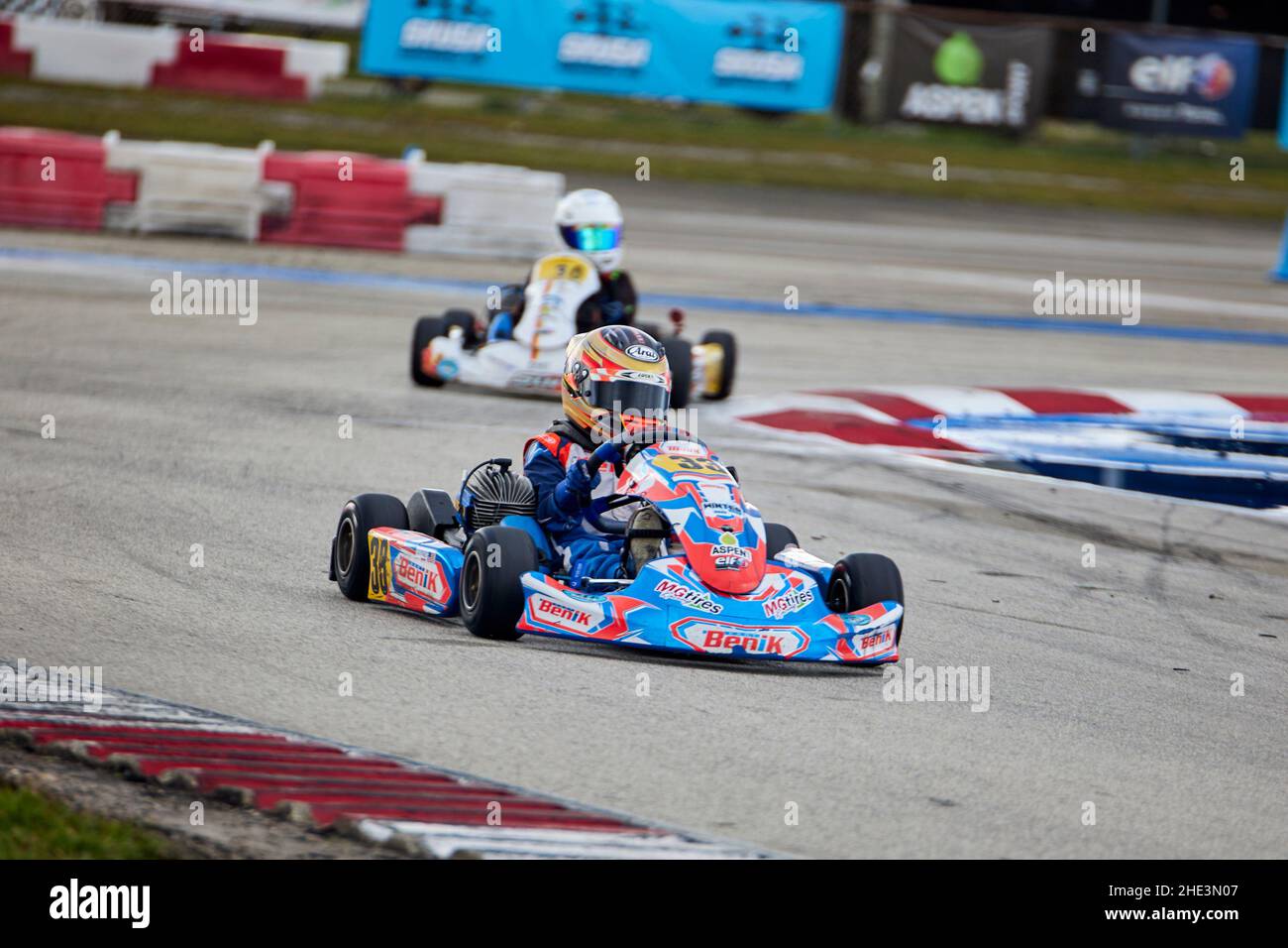 Homestead, FL, USA. 8th. Januar 2022. 33 Royce Vega Micro während seiner Super Karting USA (SKUSA) Winter Series 2022, Quelle: Yaroslav Sabitov/YES Market Media/Alamy Live News Stockfoto