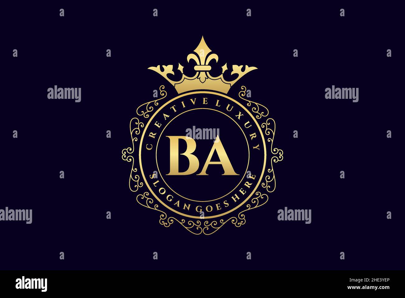 BA Initial Letter Luxus kalligraphisch feminin floral handgezeichnet heraldischen Monogramm antiken Vintage-Stil Luxus-Logo-Design Premium Stock Vektor