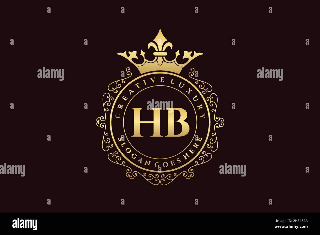 HB Anfangsbuchstabe Luxus kalligraphisch feminin floral handgezeichnet heraldisch Monogramm antiker Vintage-Stil Luxus-Logo-Design Premium Stock Vektor