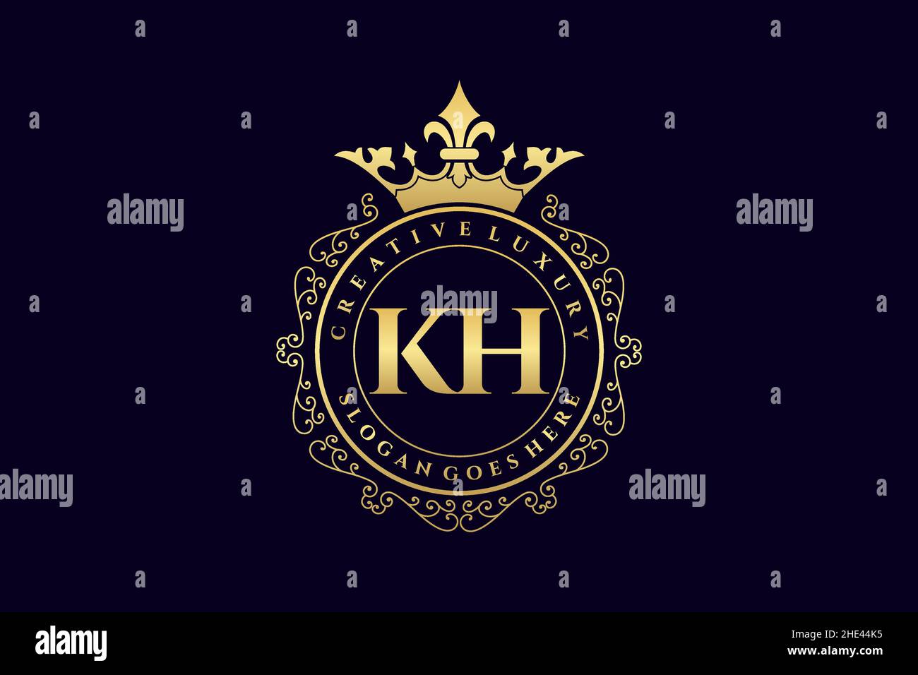 KH Initial Letter Luxus kalligraphisch feminin floral handgezeichnet heraldischen Monogramm antiken Vintage-Stil Luxus-Logo-Design Premium Stock Vektor