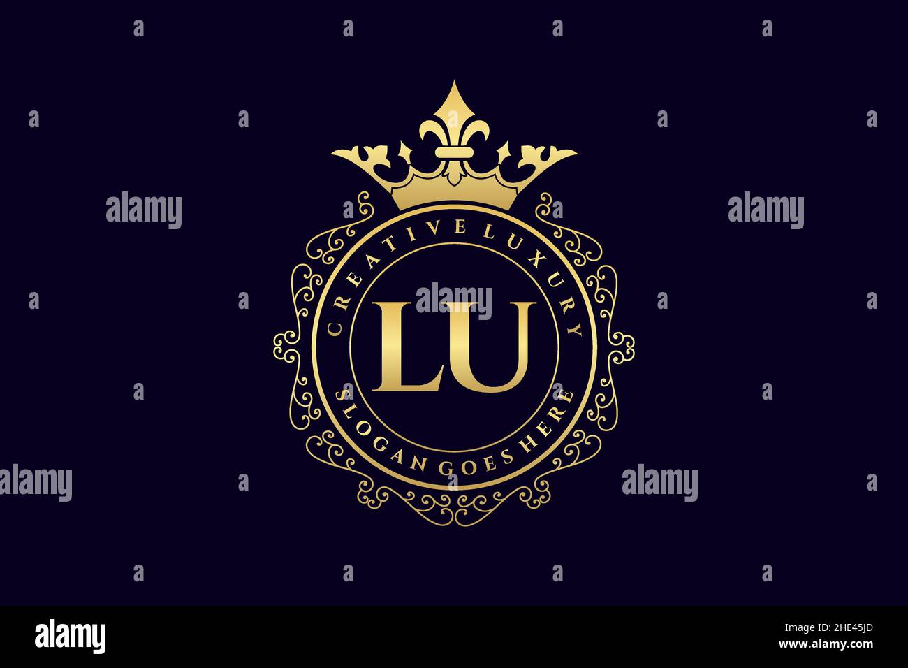 LU Initial Letter Luxus kalligraphisch feminin floral handgezeichnete heraldische Monogramm antiken Vintage-Stil Luxus-Logo-Design Premium Stock Vektor