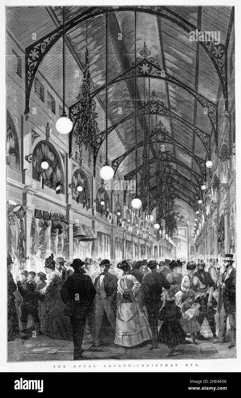 Royal Arcade Melbourne Heiligabend 1874. Stockfoto