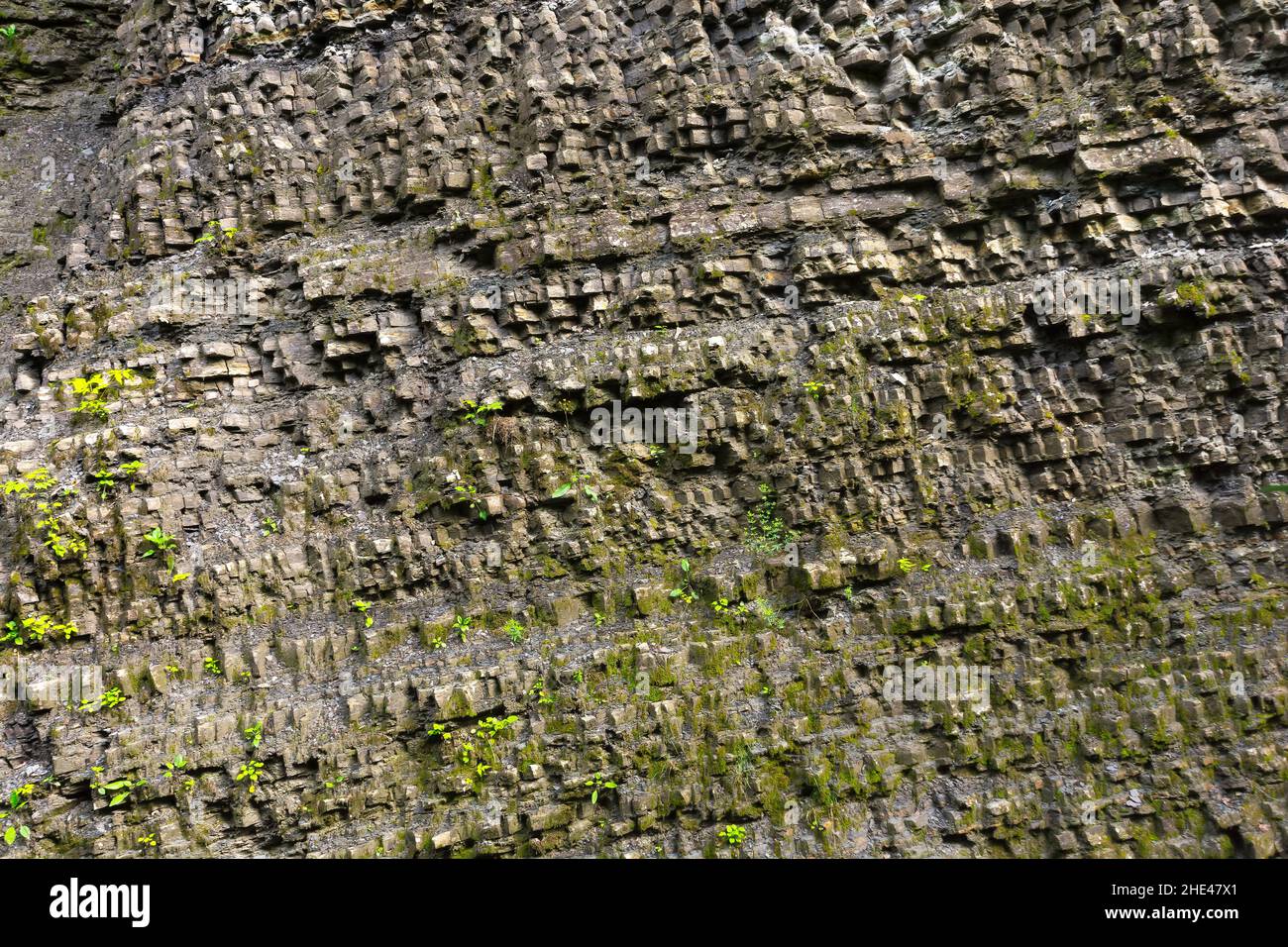 Naturstein Wand Textur. Grungy Outdoor Natur Hintergrund Stockfoto