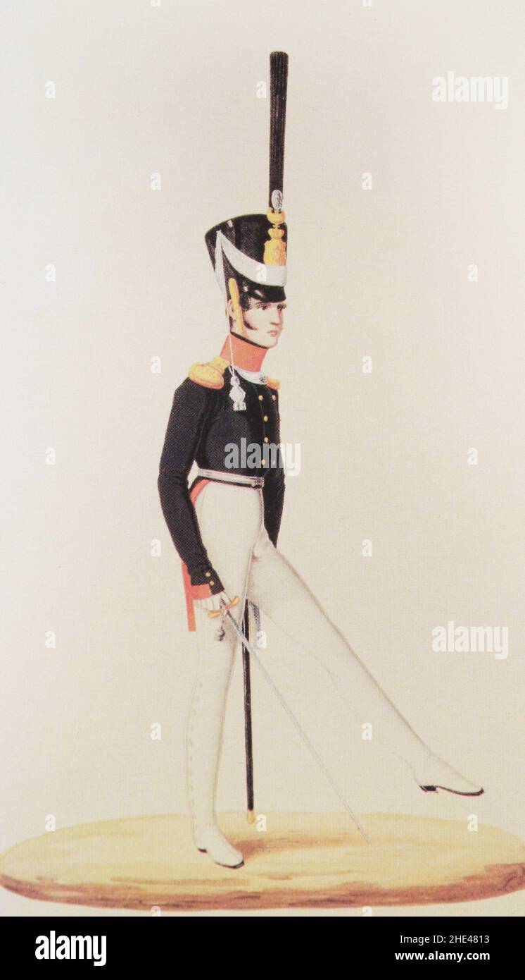 Chief Officer des Grenadier Regiments des Russischen Reiches im Jahr 1824. Stockfoto