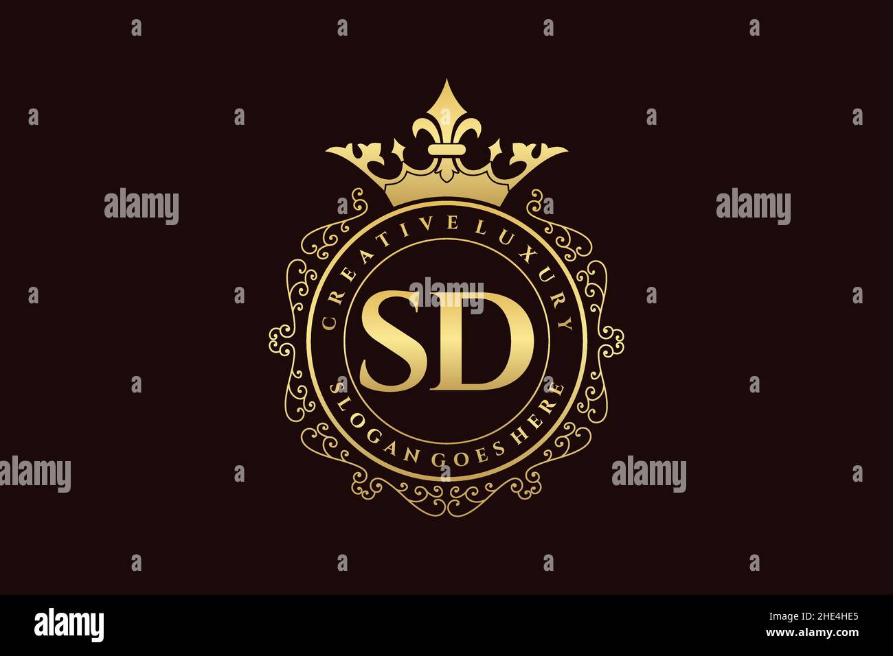 SD Initial Letter Luxus kalligraphisch feminin floral handgezeichnet heraldischen Monogramm antiken Vintage-Stil Luxus-Logo-Design Premium Stock Vektor