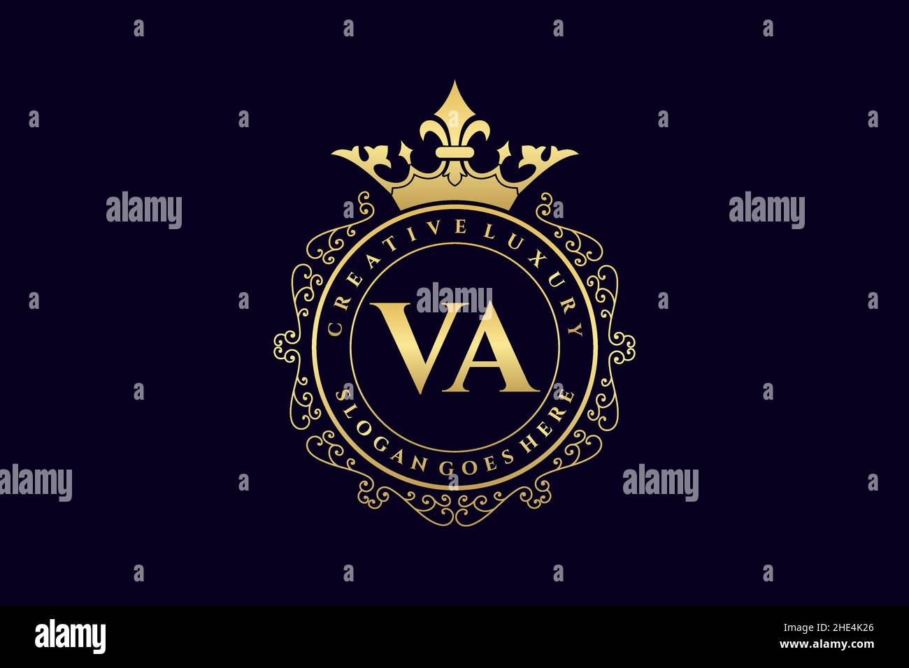 VA Initial Letter Luxus kalligraphisch feminin floral handgezeichnet heraldischen Monogramm antiken Vintage-Stil Luxus-Logo-Design Premium Stock Vektor