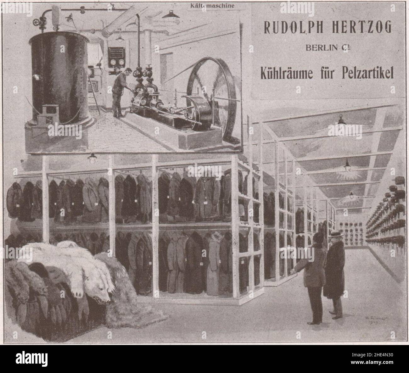 Rudolph Hertzog Agenda 1914 (S. 86, Kühlräume für Pelzartikel). Stockfoto