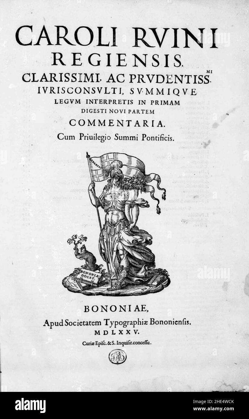 Ruini, Carlo – in primim Digesti novi partem commentaria, 1575 – BEIC 14129456. Stockfoto