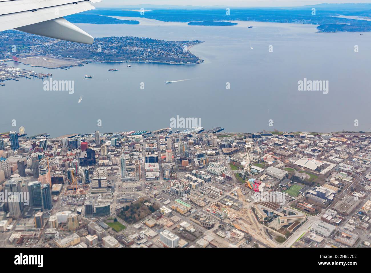 Luftaufnahme der Innenstadt von Seattle, Washington Stockfoto