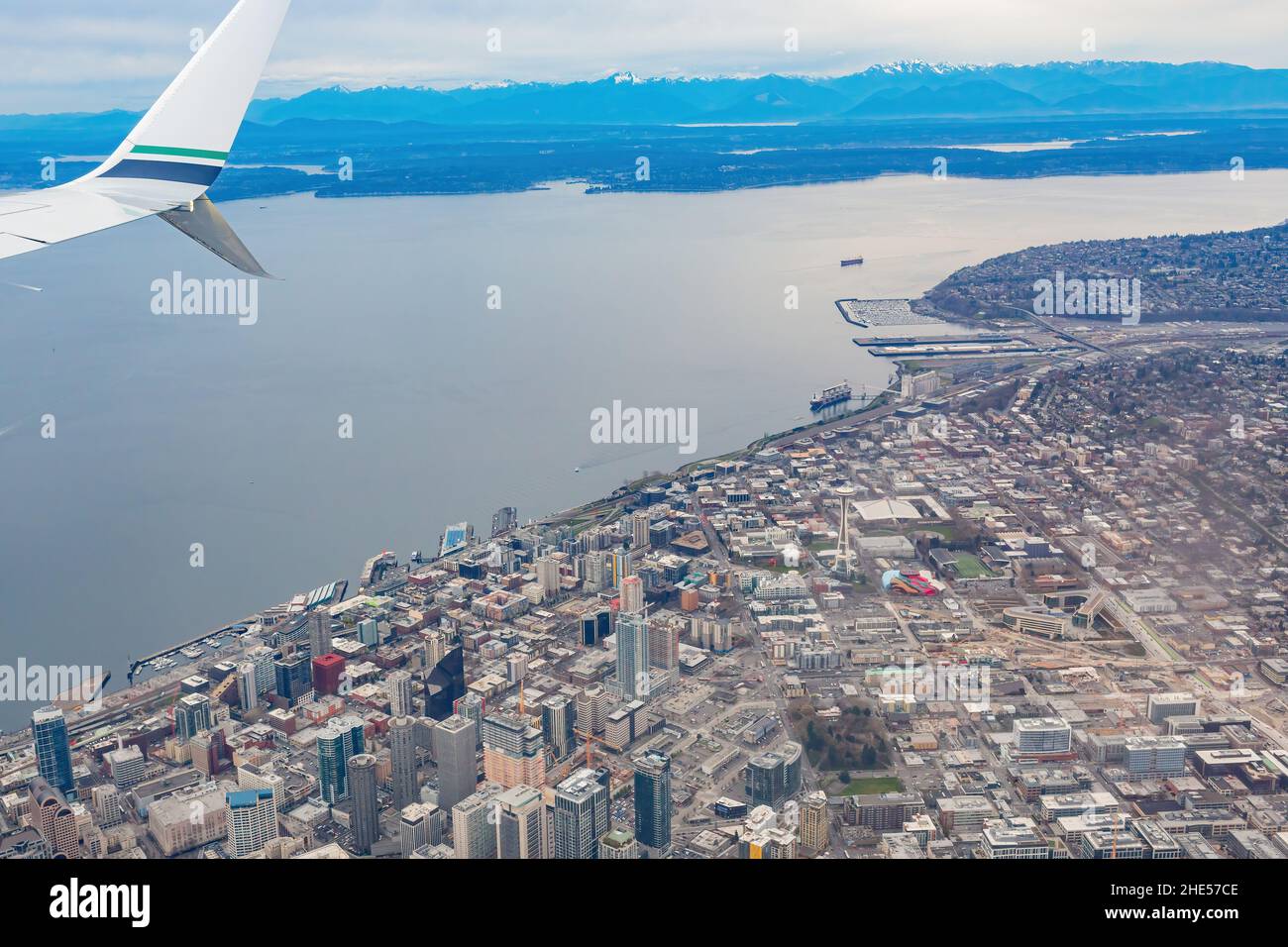 Luftaufnahme der Innenstadt von Seattle, Washington Stockfoto