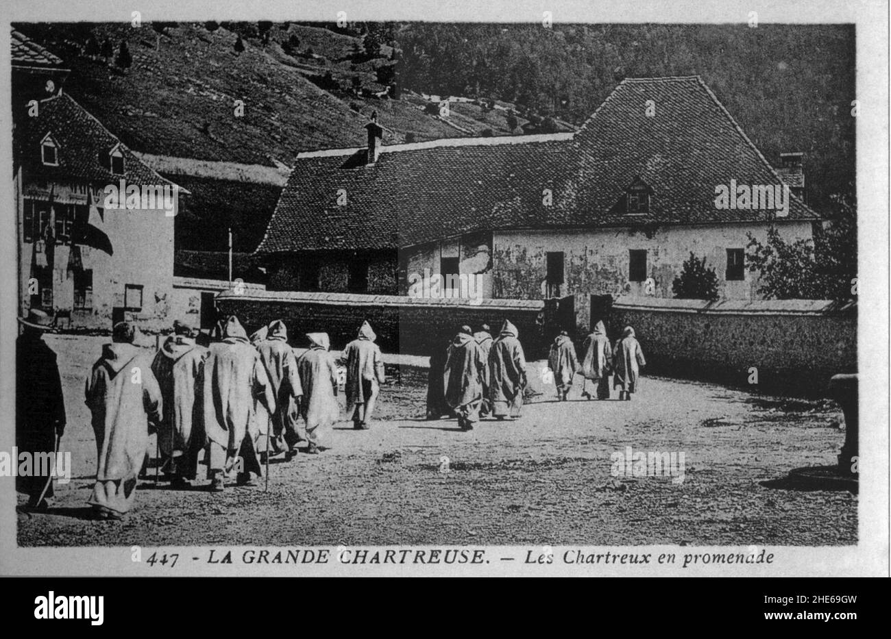 Saint-Pierre-de-Chartreuse, Grande-Chartreuse, les chartreux en Promenade, P34 L'Isère 1900-1920. Stockfoto