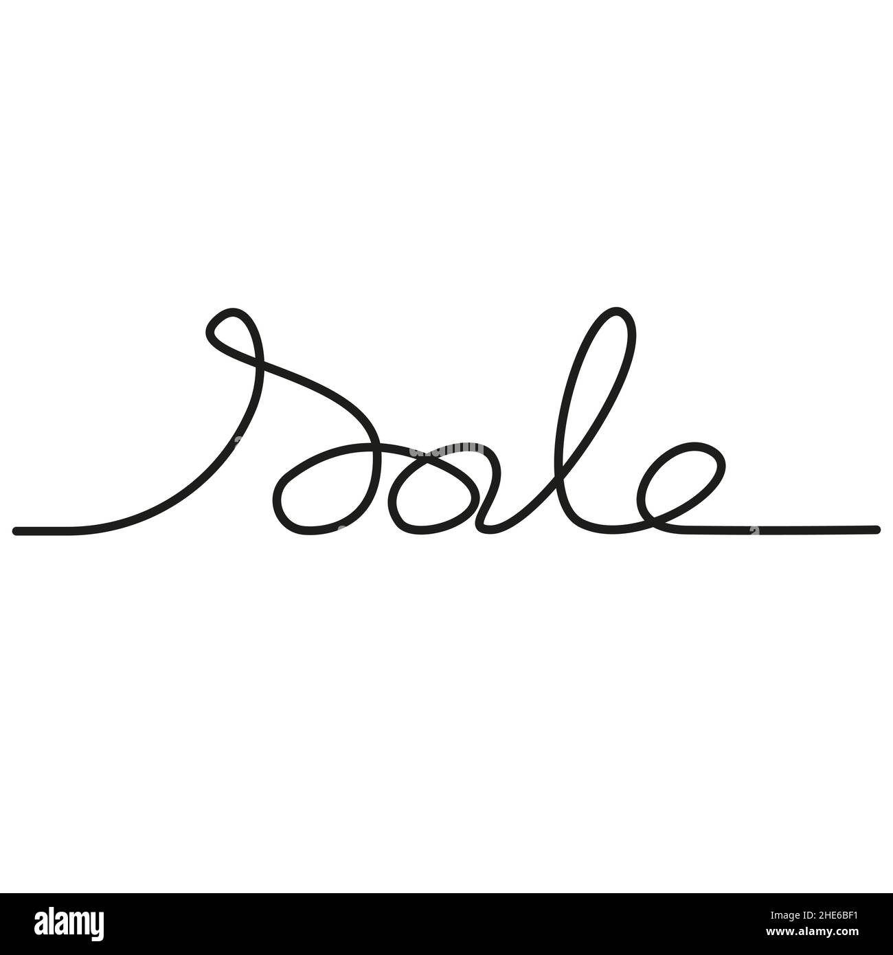 Eine Zeile des Verkaufs Wort. Handgezeichnete Typografie Vektordarstellung. Schriftzug Zeichen und Symbol Business Banner. Kontinuierliches Kritzeln. Stock Vektor