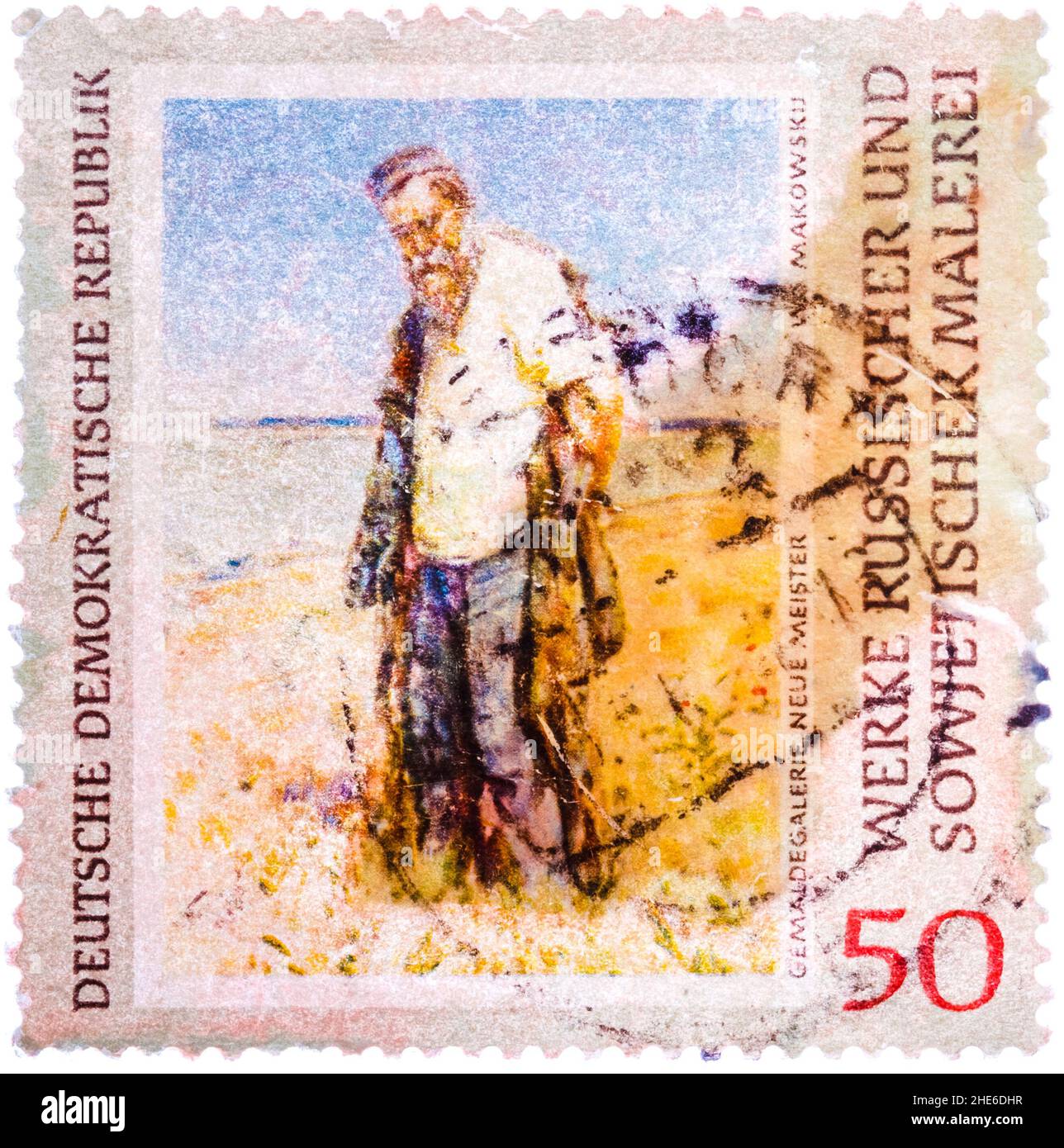 Gedruckt in Deutschland (DDR) Stempel zeigt Bild von Vladimir Makovsky "Mann am Fluss" Stockfoto Gedruckt in Deutschland (DDR) Stempel zeigt Bild von Vladimir Makovsky "Mann am Fluss" Stockfoto