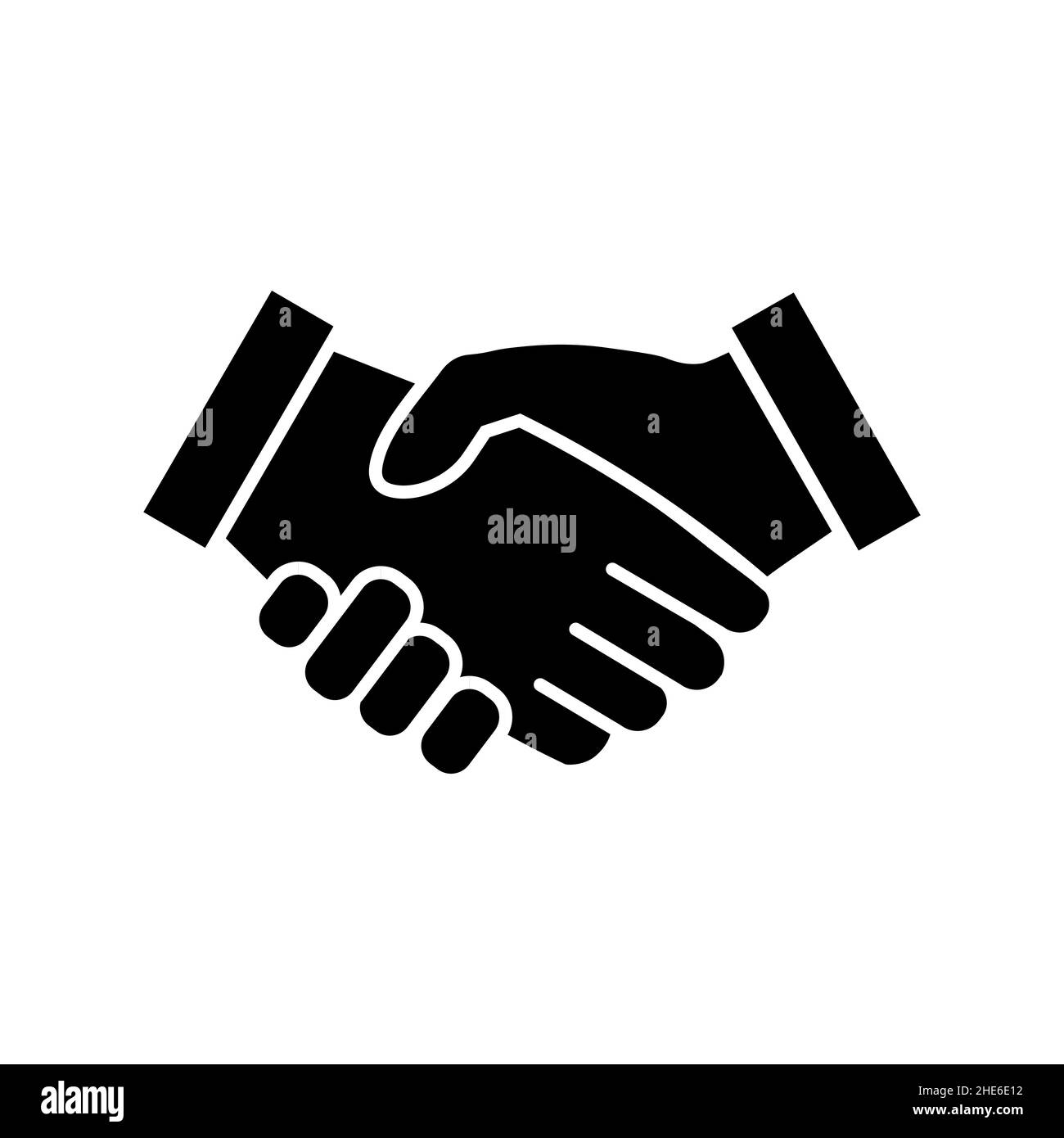 Business-Handshake-Symbol auf Weiß isoliert. Vertragssymbol in flacher Ausführung. Einfaches Partnerschaftszeichen in schwarz moderne flache Vektor-Illustration f Stock Vektor