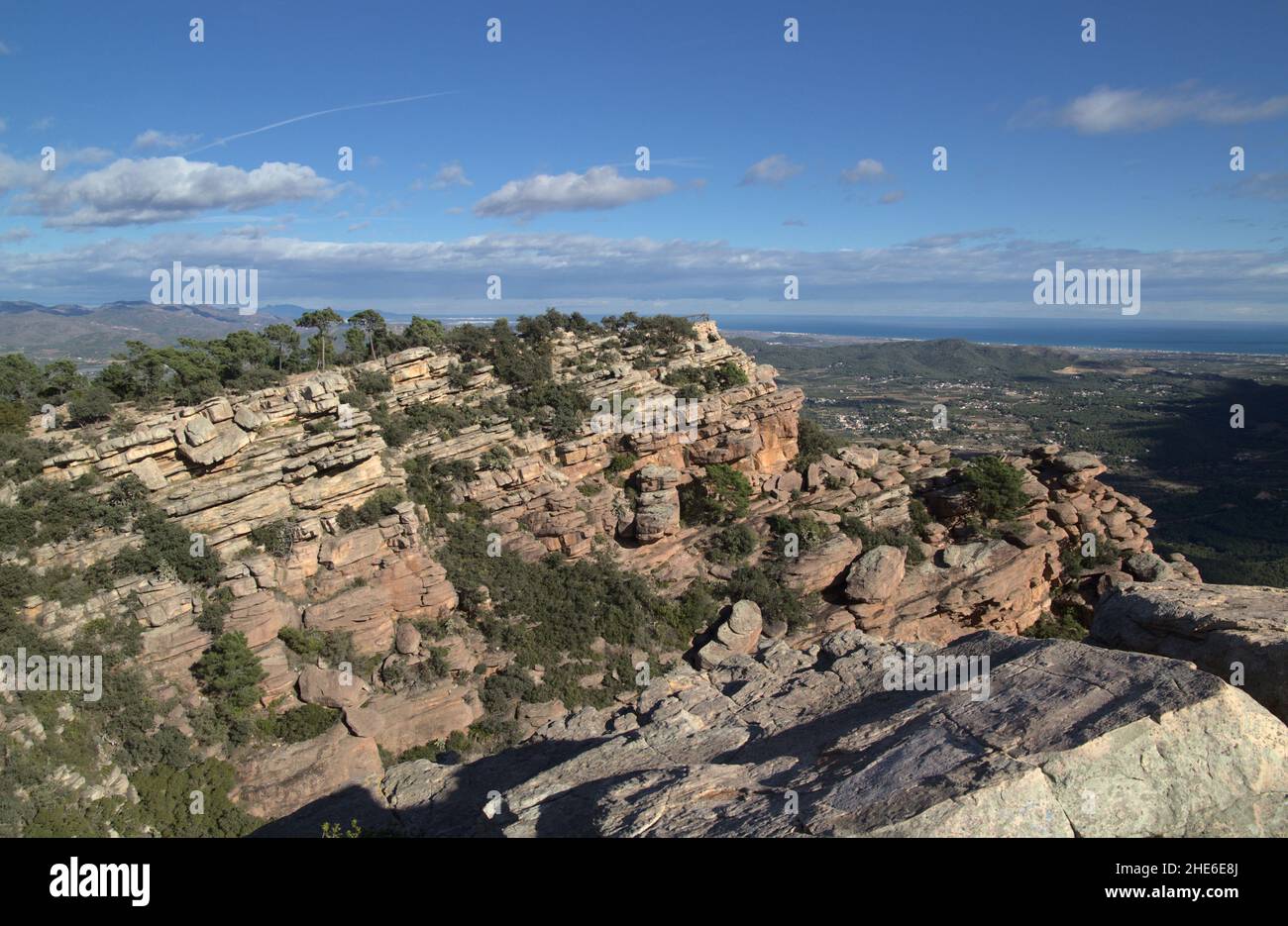 Bergiger Teil von Valencia, Wanderweg zum Aussichtspunkt Mirador de Garbi Stockfoto