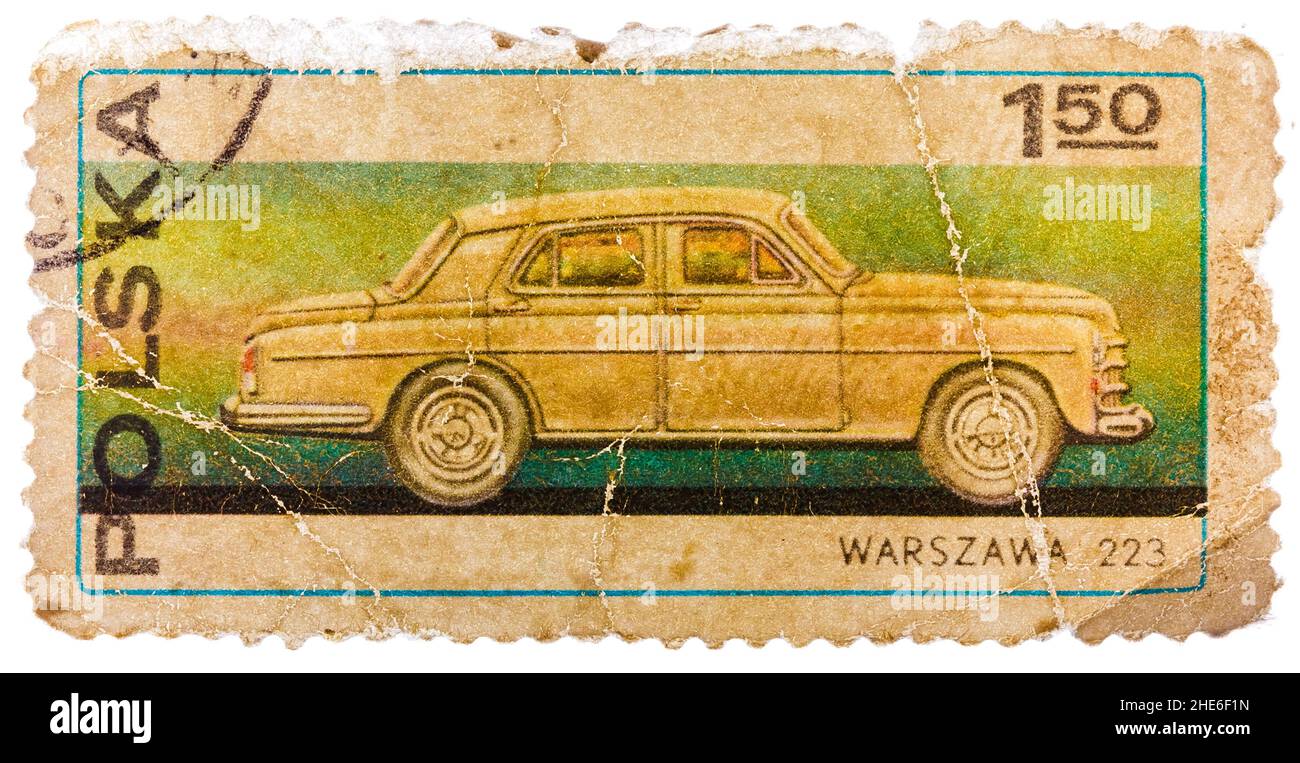 Briefmarke in POLEN zeigt PKW Warszawa 223 Stockfoto