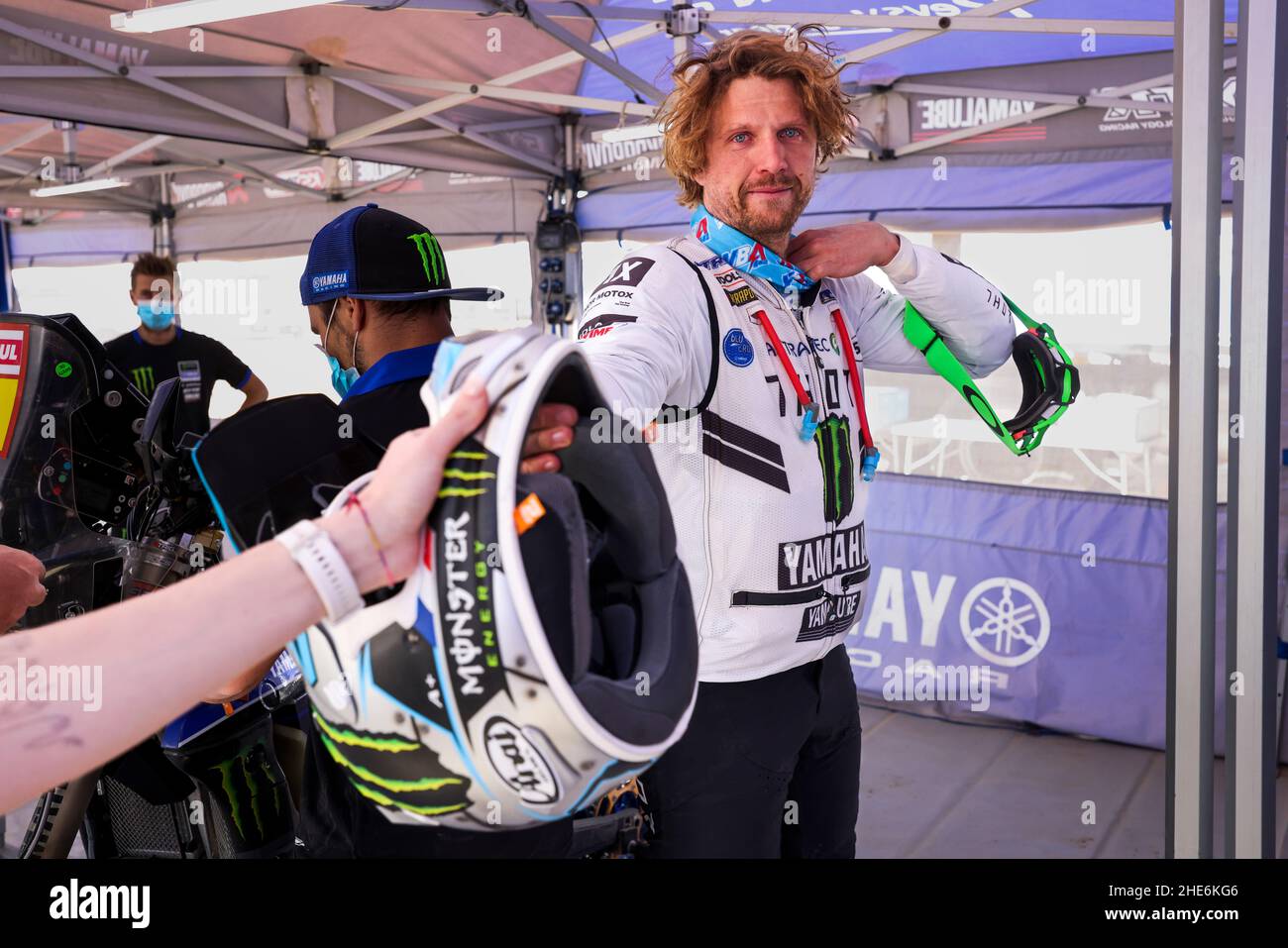 Al Dawadimi, Saudi-Arabien. 09th Januar 2022. Van Beveren Adrien (Fra), Monster Energy Yamaha Rally Team, Yamaha WR450F, Moto, Portrait während der Etappe 7 der Rallye Dakar 2022 zwischen Riad und Al Dawadimi, am 9th 2022. Januar in Al Dawadimi, Saudi-Arabien - Foto Julien Delfosse/DPPI Credit: DPPI Media/Alamy Live News Stockfoto