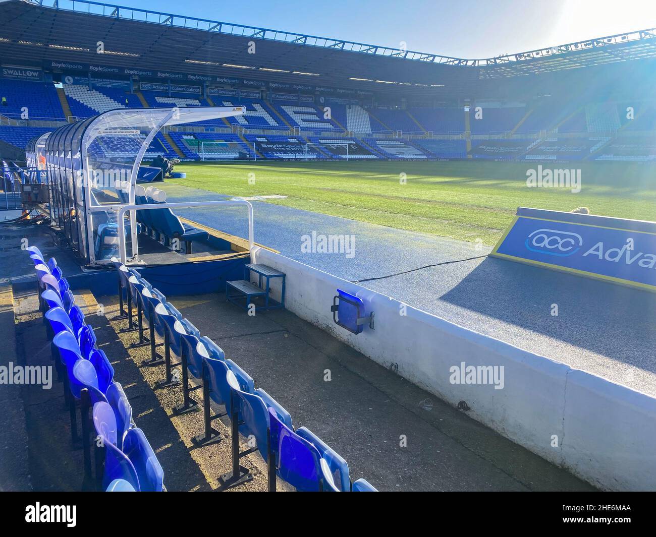 Allgemeine Ansicht des Stadions während des Womens Super League Spiels zwischen Birmingham City & Arsenal im St Andrews Stadium in Birmingham, England Karl W Newton/Sports Press Photo Stockfoto