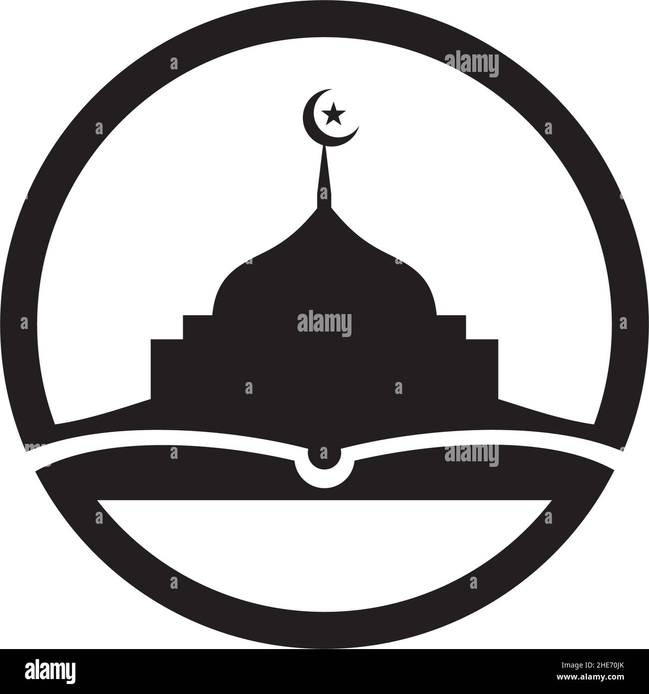 Islamische Bildung Schule Vektor-Logo mit Moschee und Buch-Design Stock Vektor