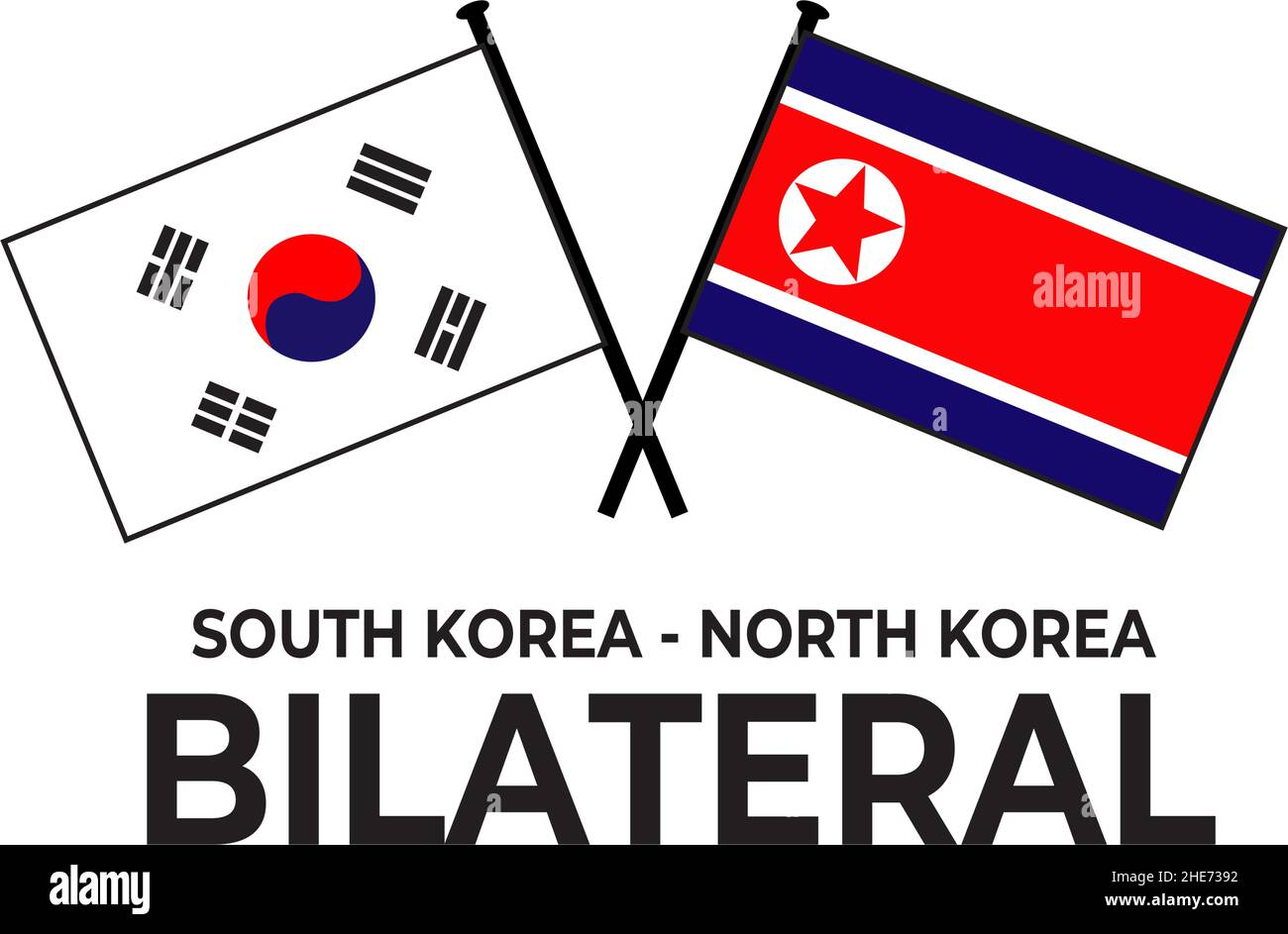 Südkorea Nordkorea bilaterale Beziehung Land Flagge Symbol Logo Design Vektor Stock Vektor