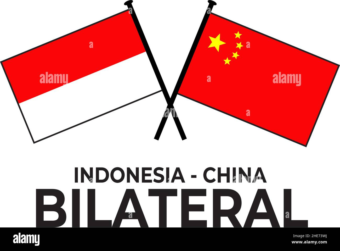 Indonesien China bilaterale Beziehung Land Flagge Symbol Logo Design Vektor Stock Vektor