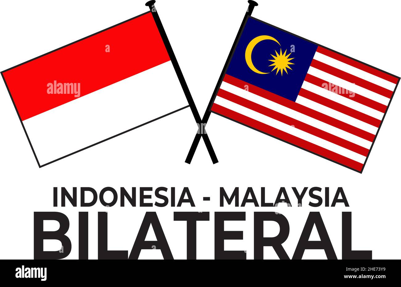 Indonesien Malaysia bilaterale Beziehung Land Flagge Symbol Logo Design Vektor Stock Vektor