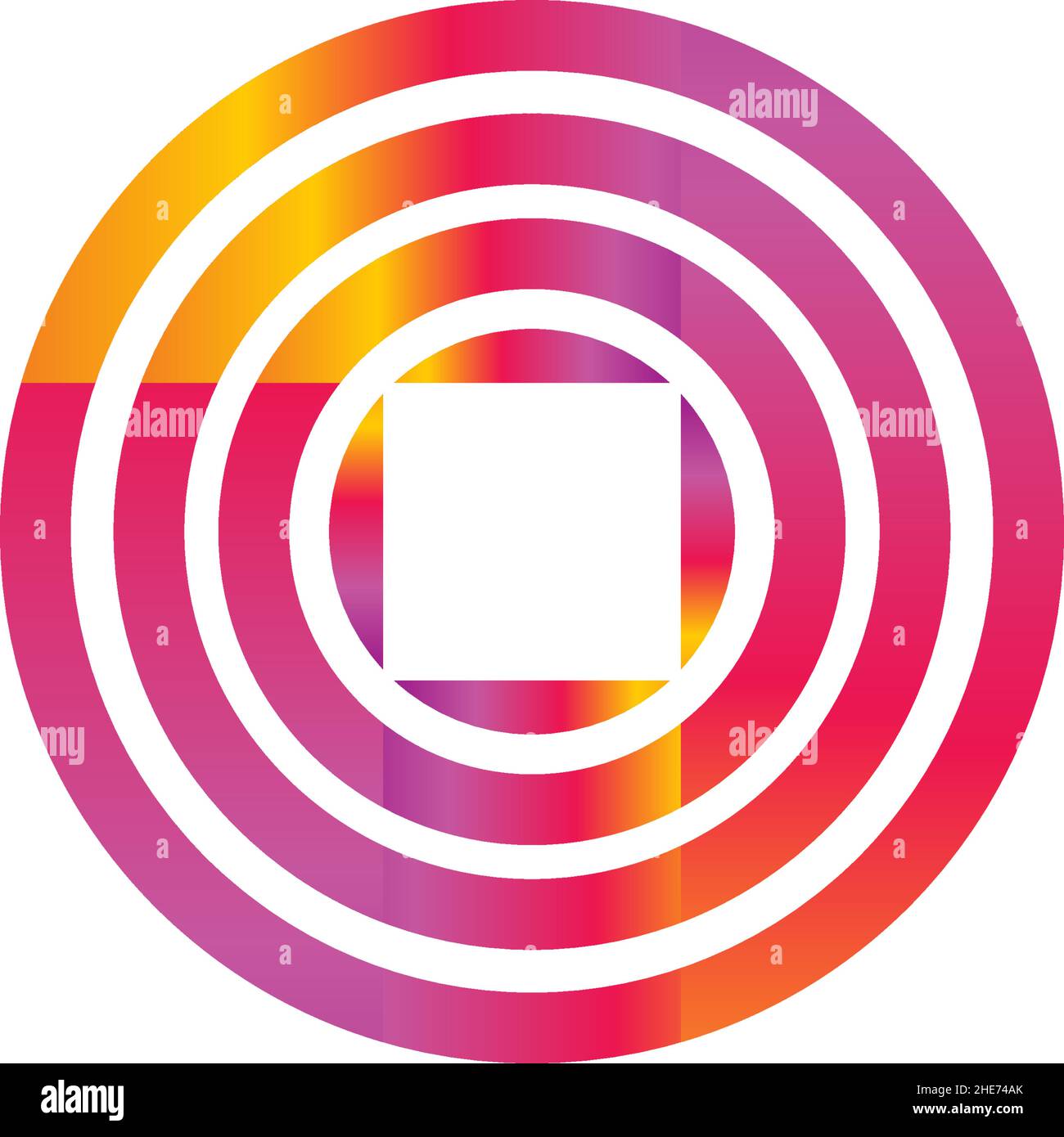 Musik-App-Logo-Design mit Vektornote, Musikwelle, Disc-Symbol Stock Vektor